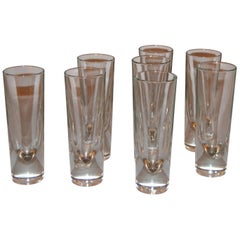 Set of 8 Carlo Moretti Modern Heavy Blown Glass Drinking Glasses Glassware Italy