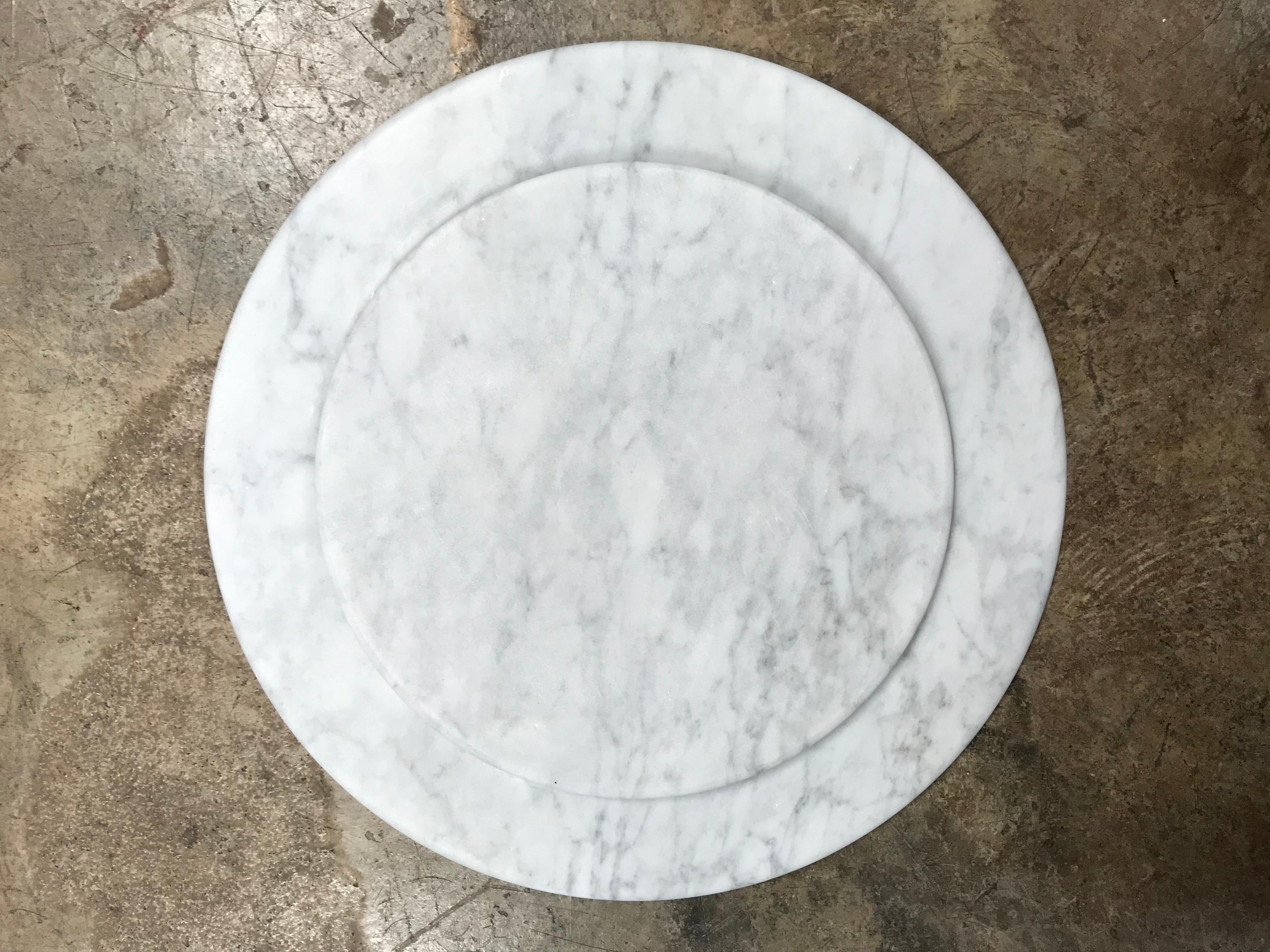 Italian Set of 8 Carrara Marble Dinner Plates or Plate, Italy