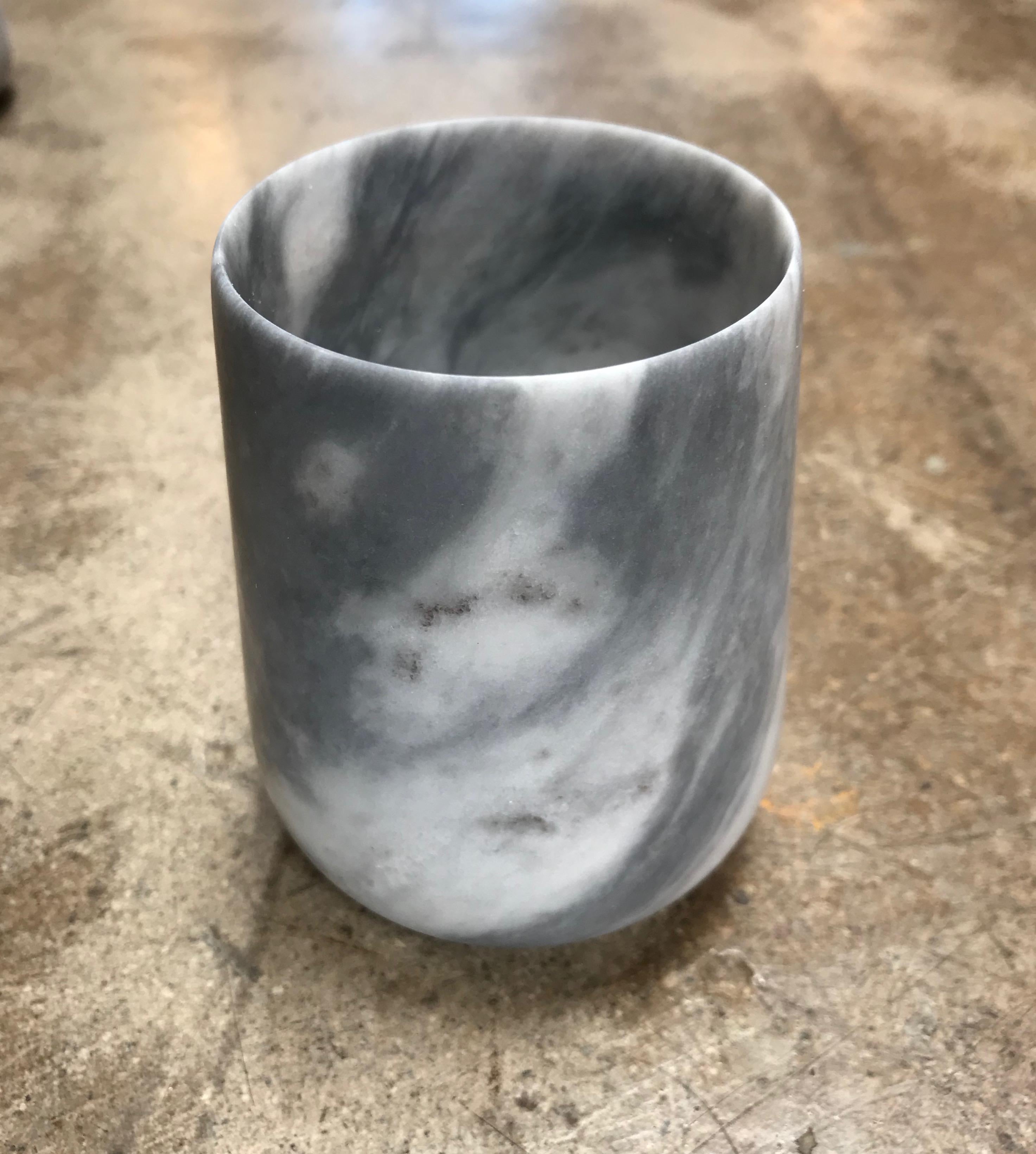 Set of 8 Carrara Marble Glasses, Italy In New Condition In Los Angeles, CA