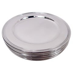 Satz von 8 Cartier American Modern Sterling Silber Brot & Butter Teller