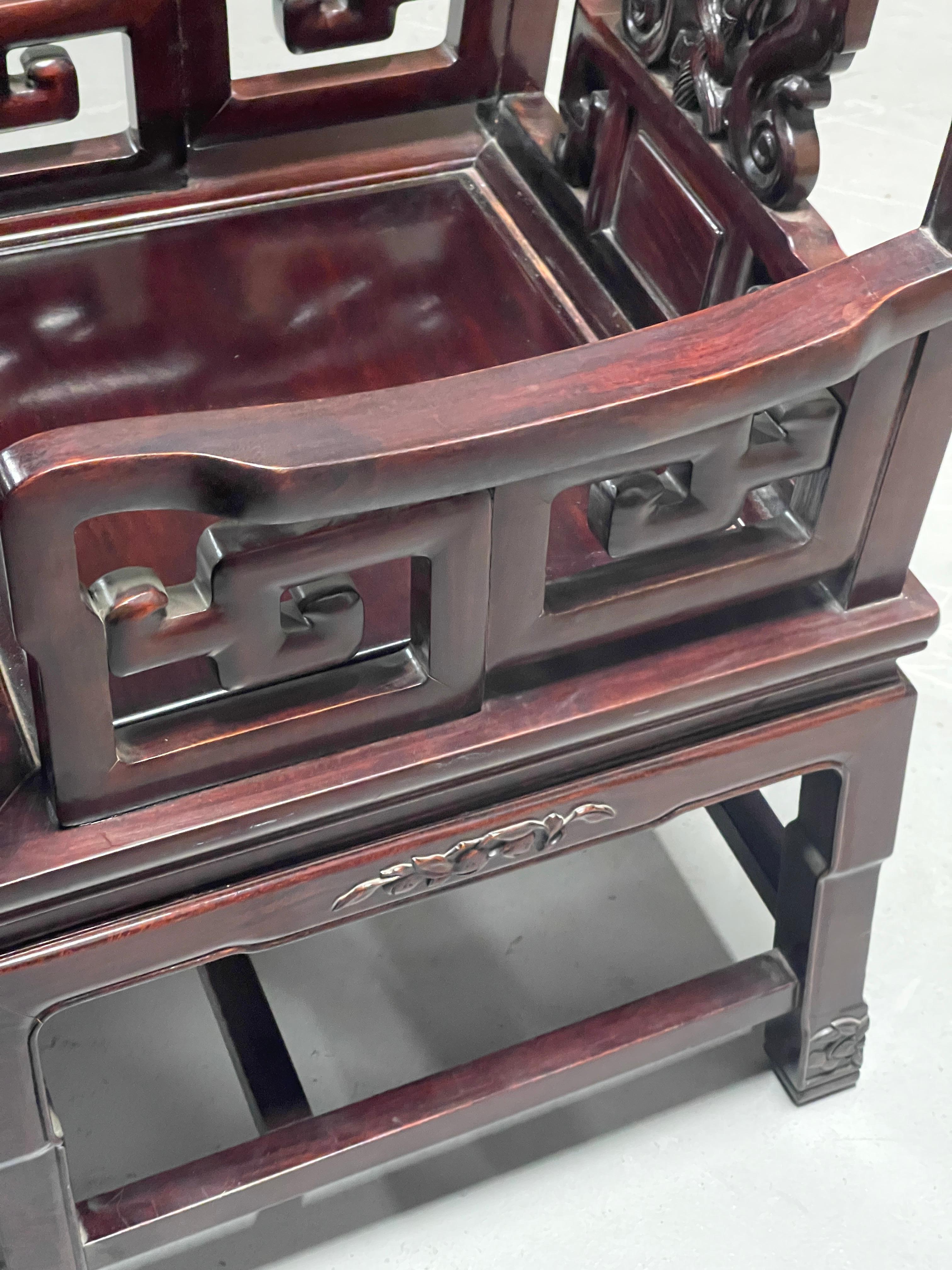Set of 8 Carved Chinese Hardwood Chairs 14
