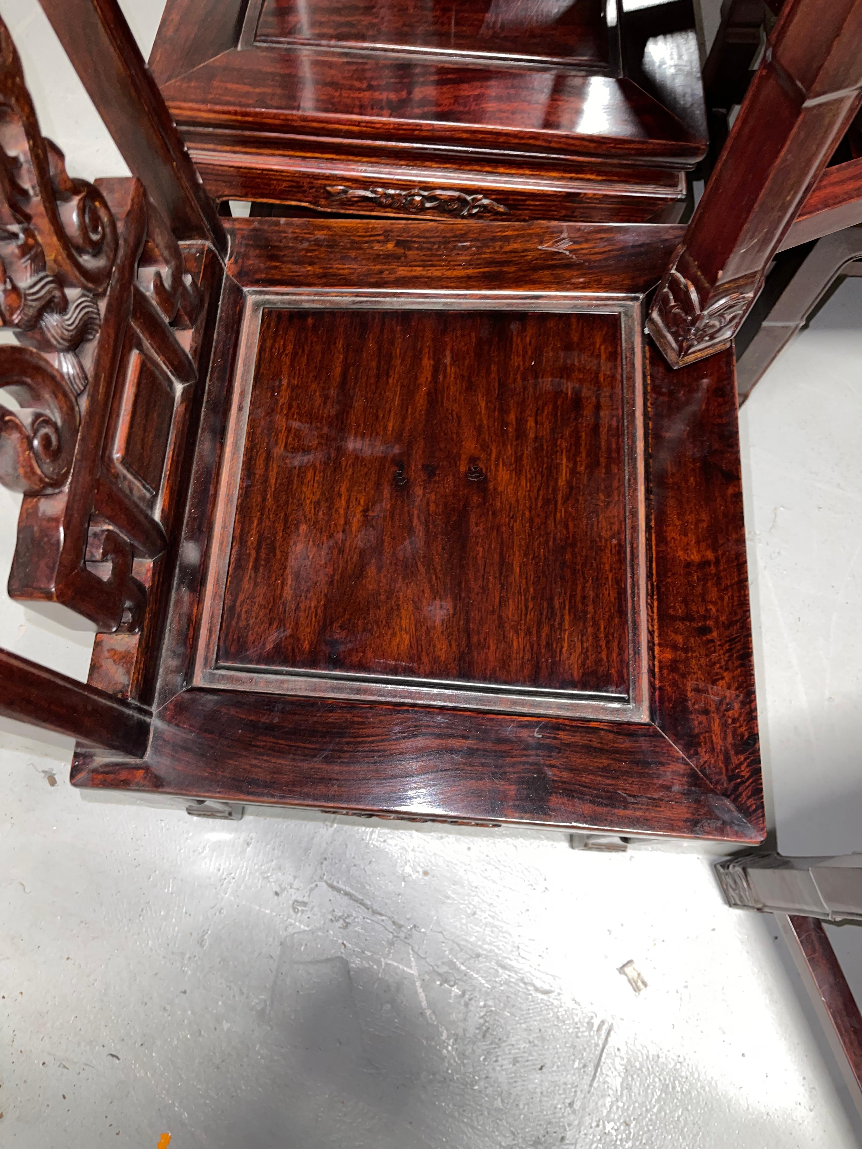 Set of 8 Carved Chinese Hardwood Chairs 1