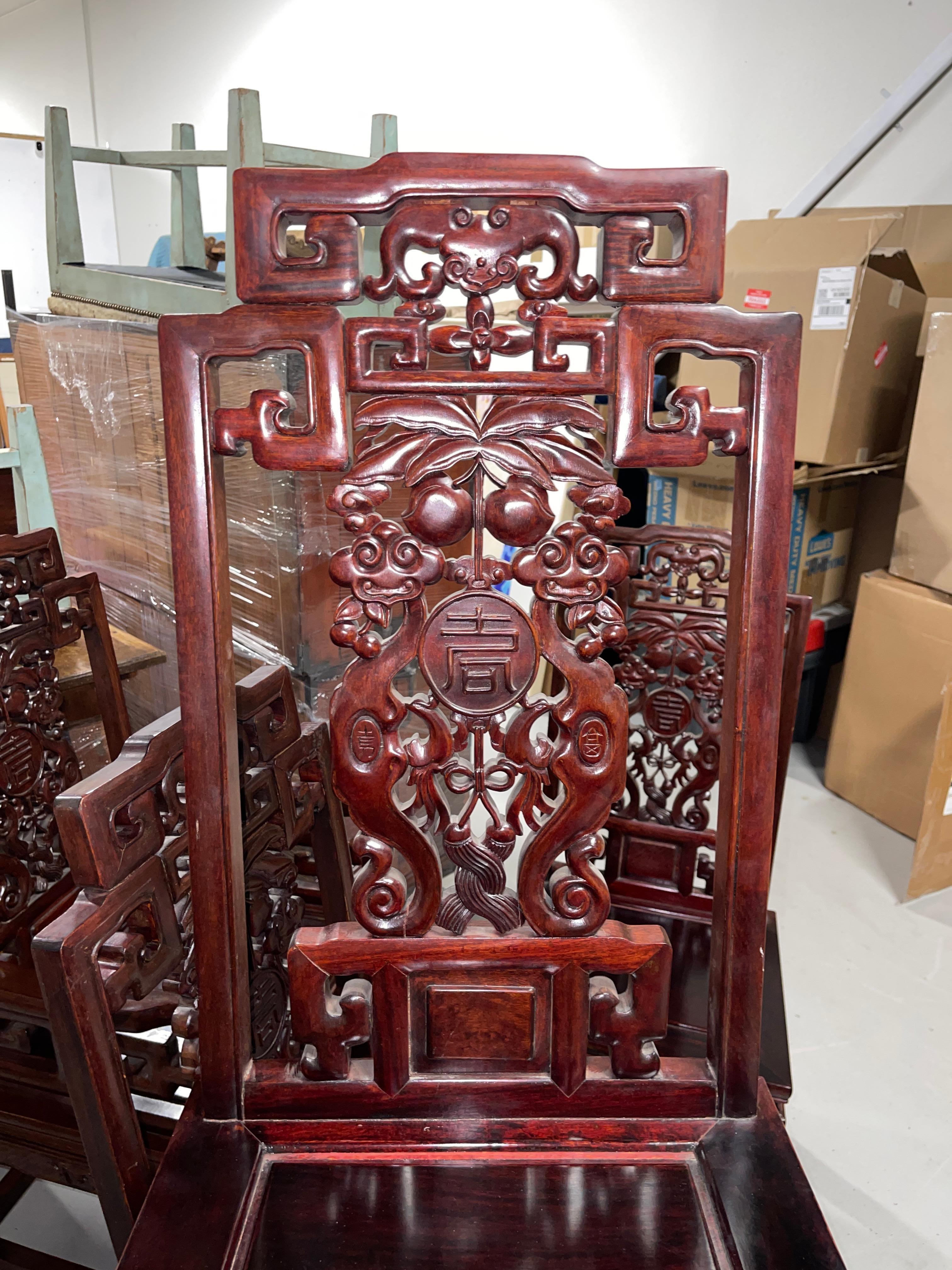 Set of 8 Carved Chinese Hardwood Chairs 3