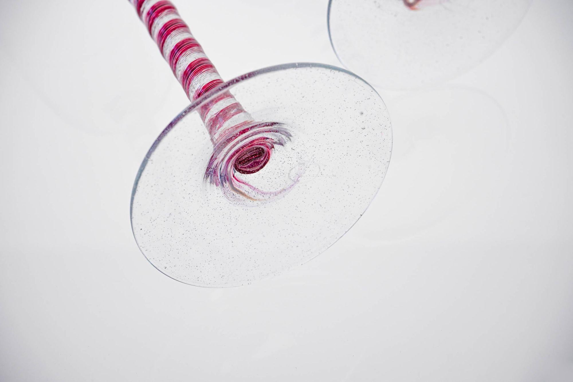 Set de 8 tiges torsadées Cenedese en rubis, verre de Murano Pulegoso, unique. Signé en vente 12
