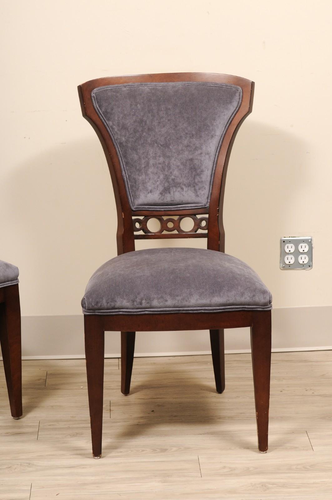 American Set of 8 Century Furniture Company Fan Wood Side Dining Chairs For Sale