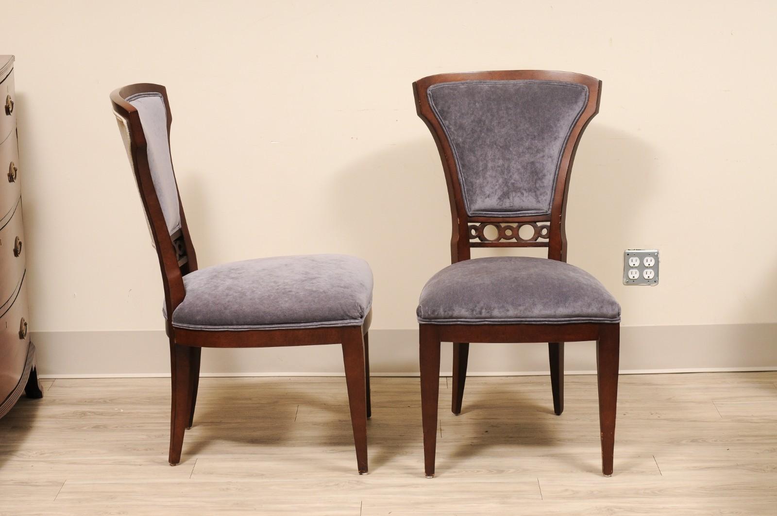Upholstery Set of 8 Century Furniture Company Fan Wood Side Dining Chairs For Sale