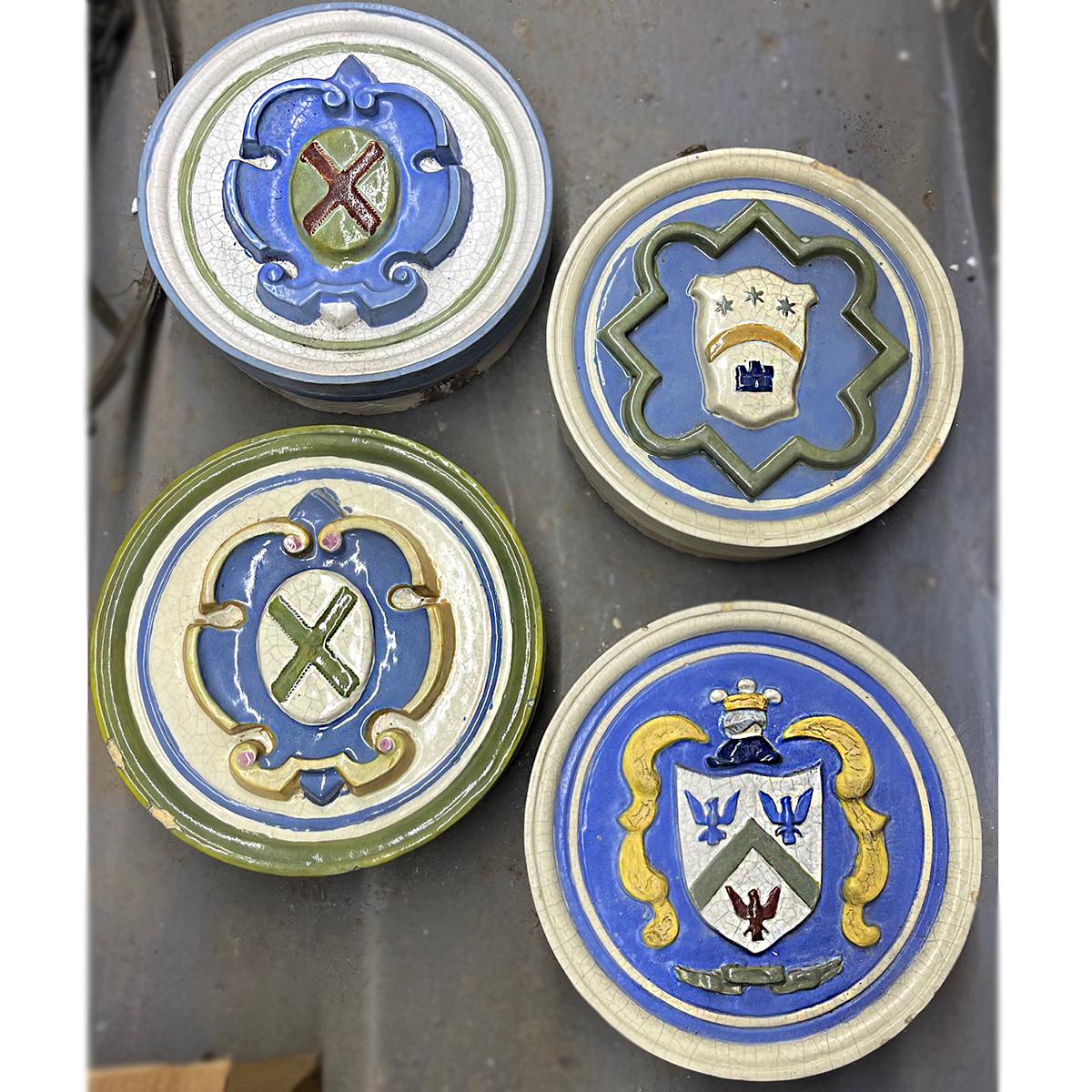Hand-Crafted Set of 8 Ceramic Architectural Roundels, Sold Individually For Sale
