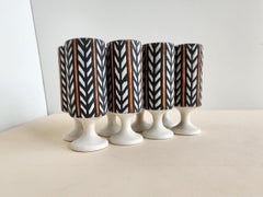 Roger Capron - Set di 8 tazze in ceramica con motivo astratto