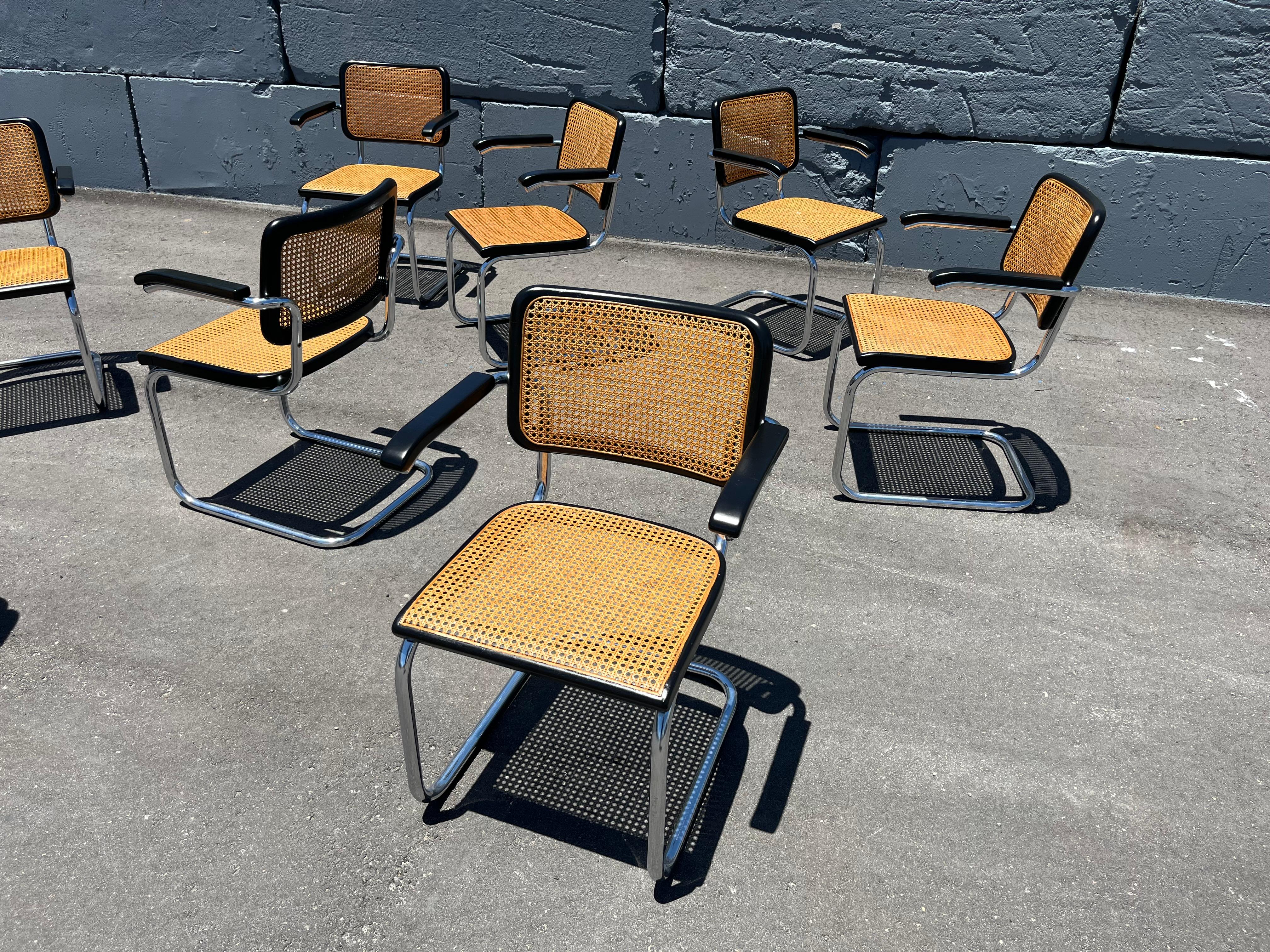 Satz von 8 Cesca B64 Rohrsesseln von Marcel Breuer für Thonet, Schwarz 1970er Jahre im Angebot 3