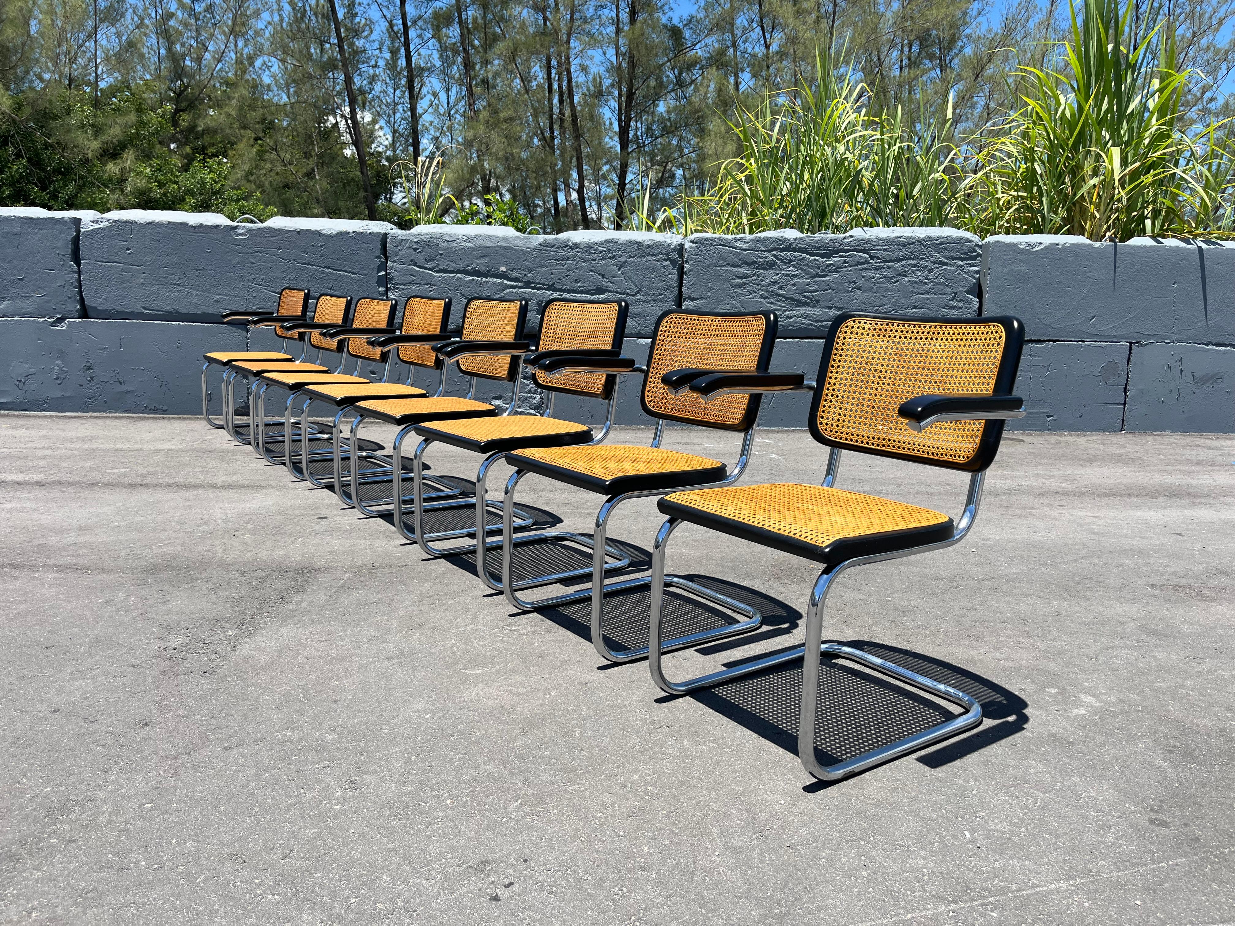 Satz von 8 Cesca B64 Rohrsesseln von Marcel Breuer für Thonet, Schwarz 1970er Jahre im Angebot 4