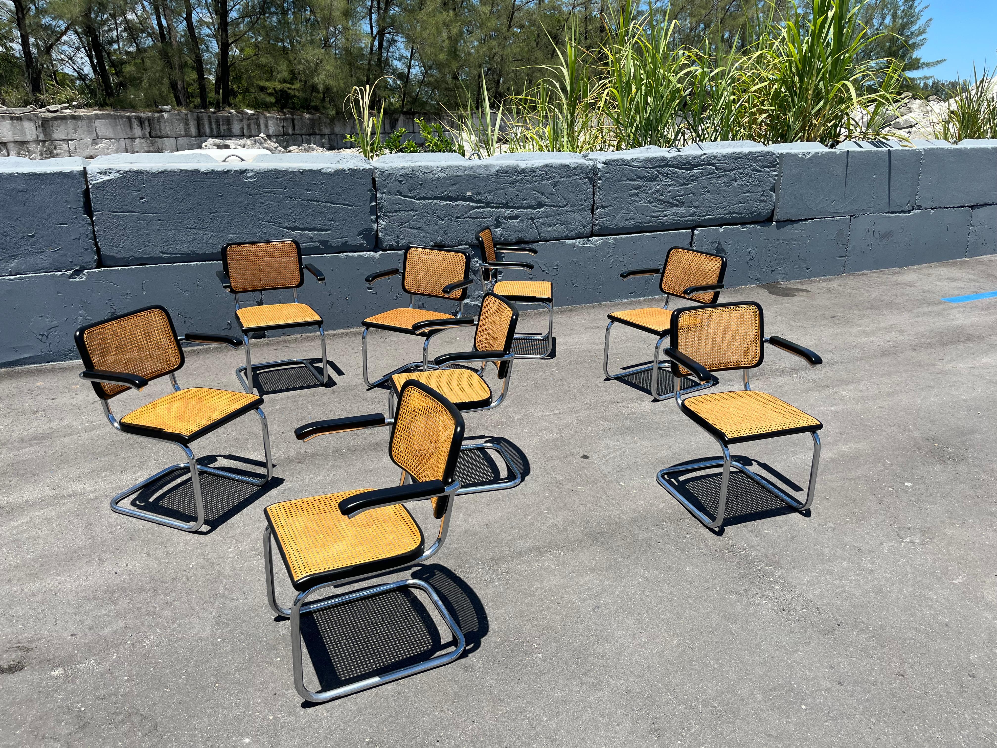 Satz von 8 Cesca B64 Rohrsesseln von Marcel Breuer für Thonet, Schwarz 1970er Jahre im Angebot 5