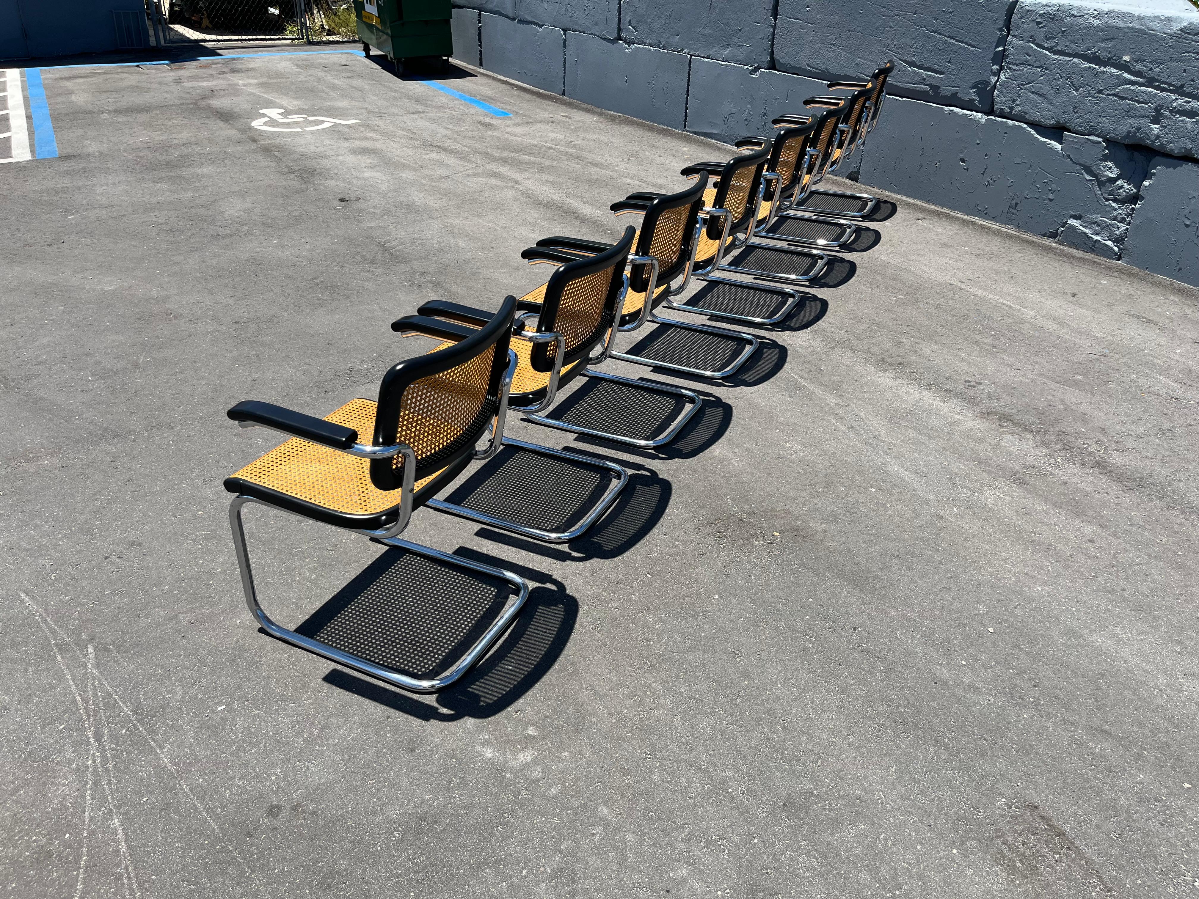 Satz von 8 Cesca B64 Rohrsesseln von Marcel Breuer für Thonet, Schwarz 1970er Jahre im Angebot 13