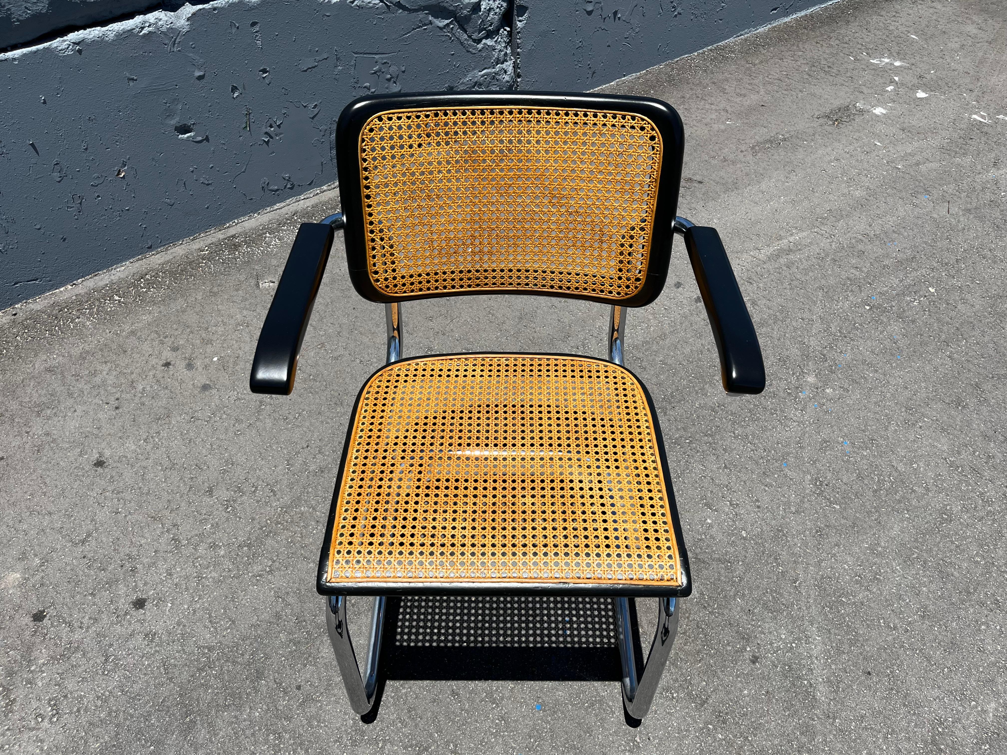 Satz von 8 Cesca B64 Rohrsesseln von Marcel Breuer für Thonet, Schwarz 1970er Jahre im Angebot 1