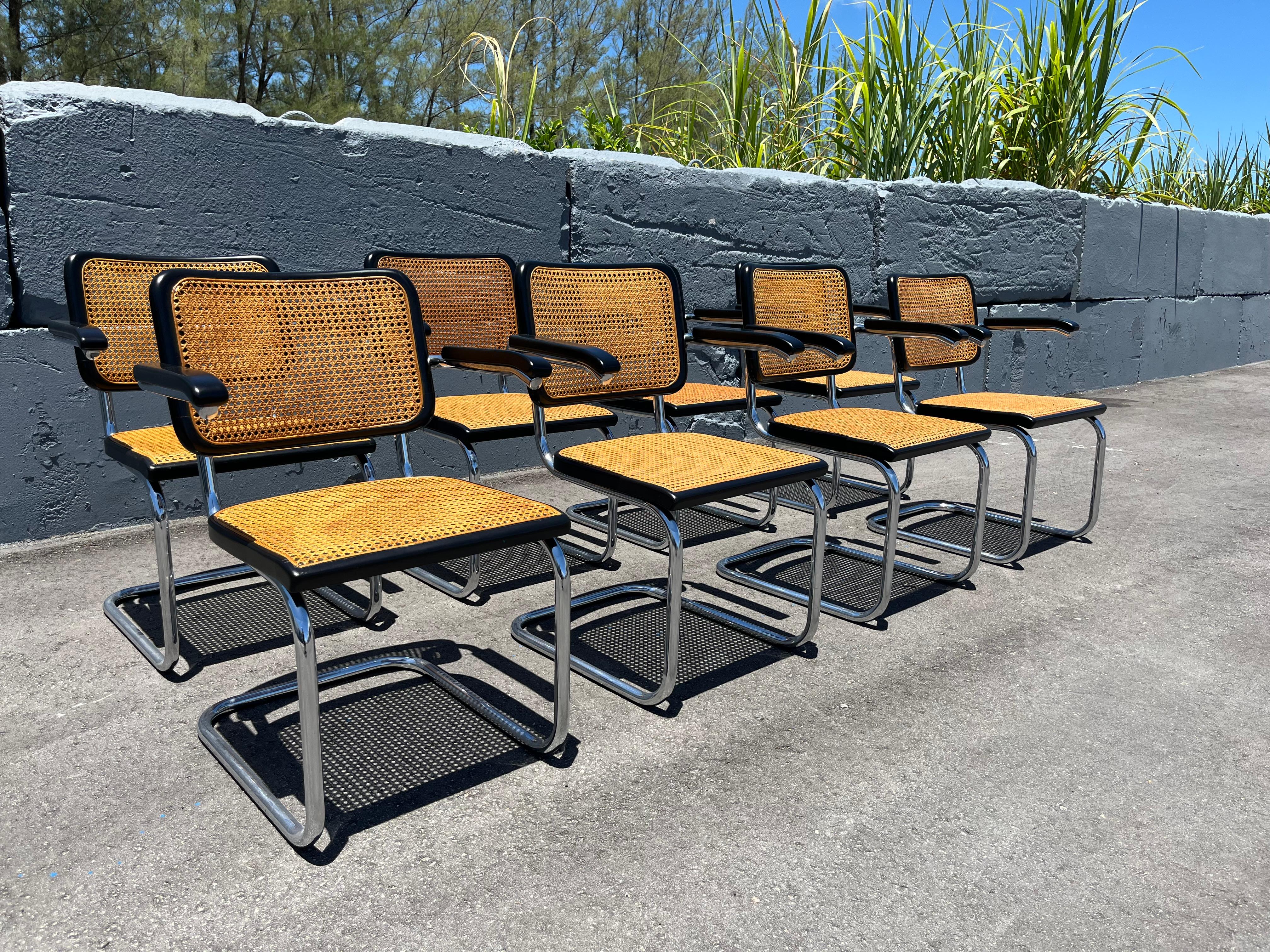 Satz von 8 Cesca B64 Rohrsesseln von Marcel Breuer für Thonet, Schwarz 1970er Jahre im Angebot 2