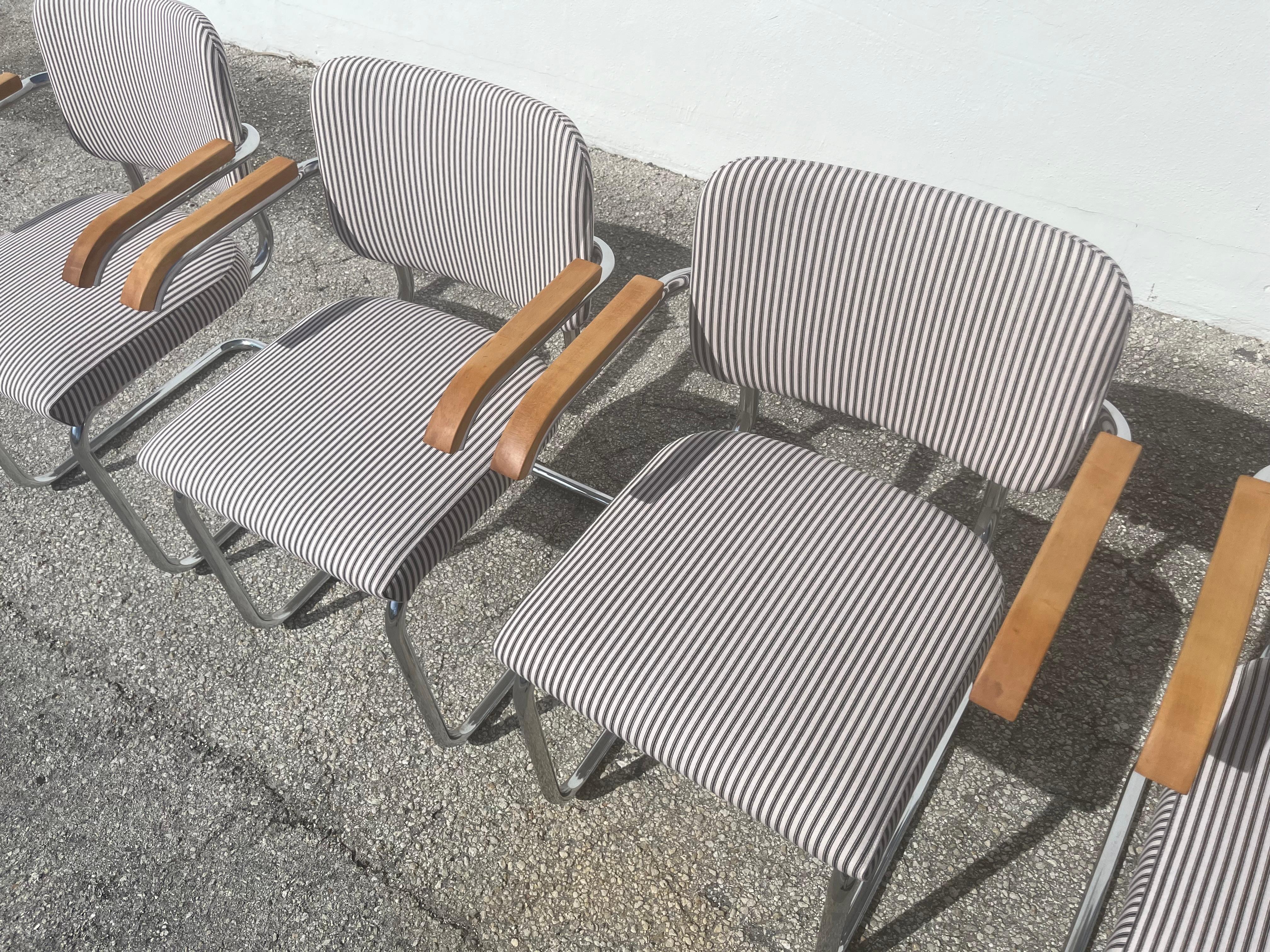 Set of 8 Cesca Upholstered Arm Chairs by Marcel Breuer for Knoll 1960s For Sale 3