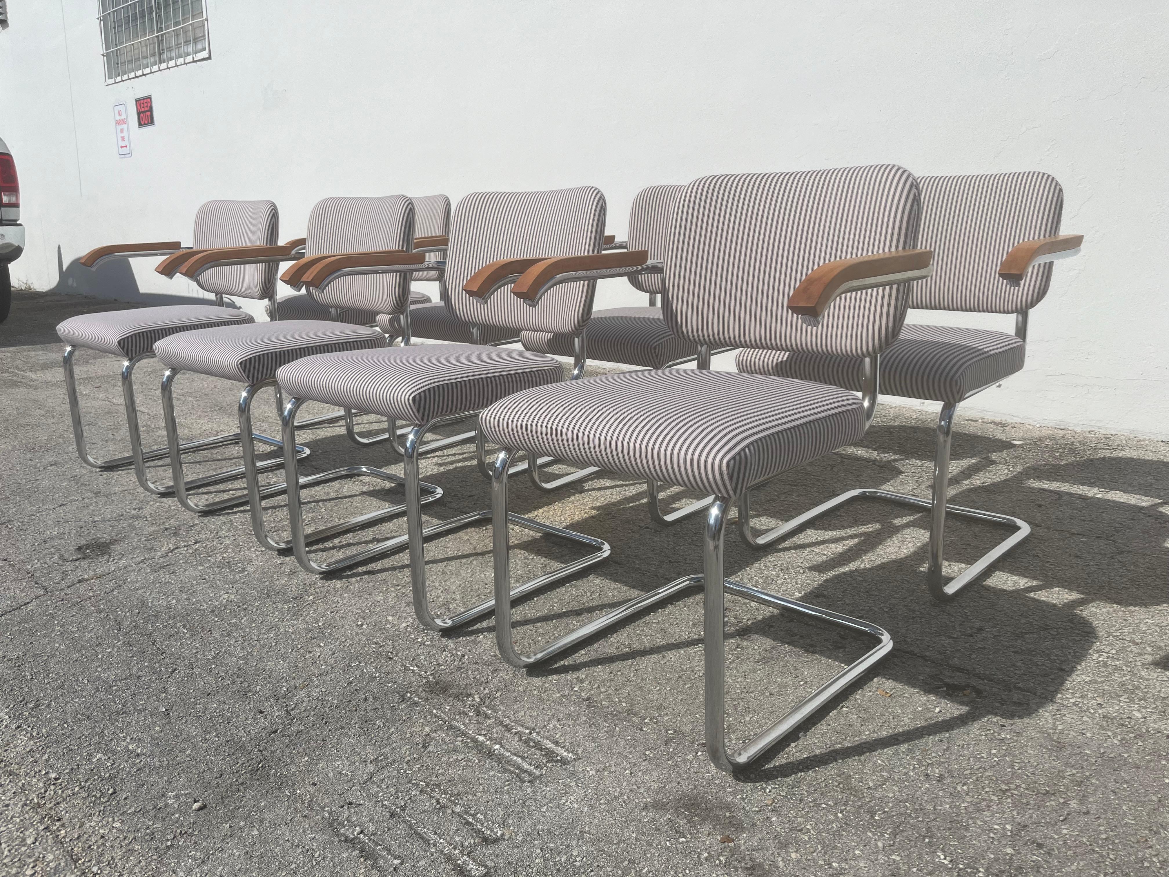 Set of 8 Cesca Upholstered Arm Chairs by Marcel Breuer for Knoll 1960s For Sale 5