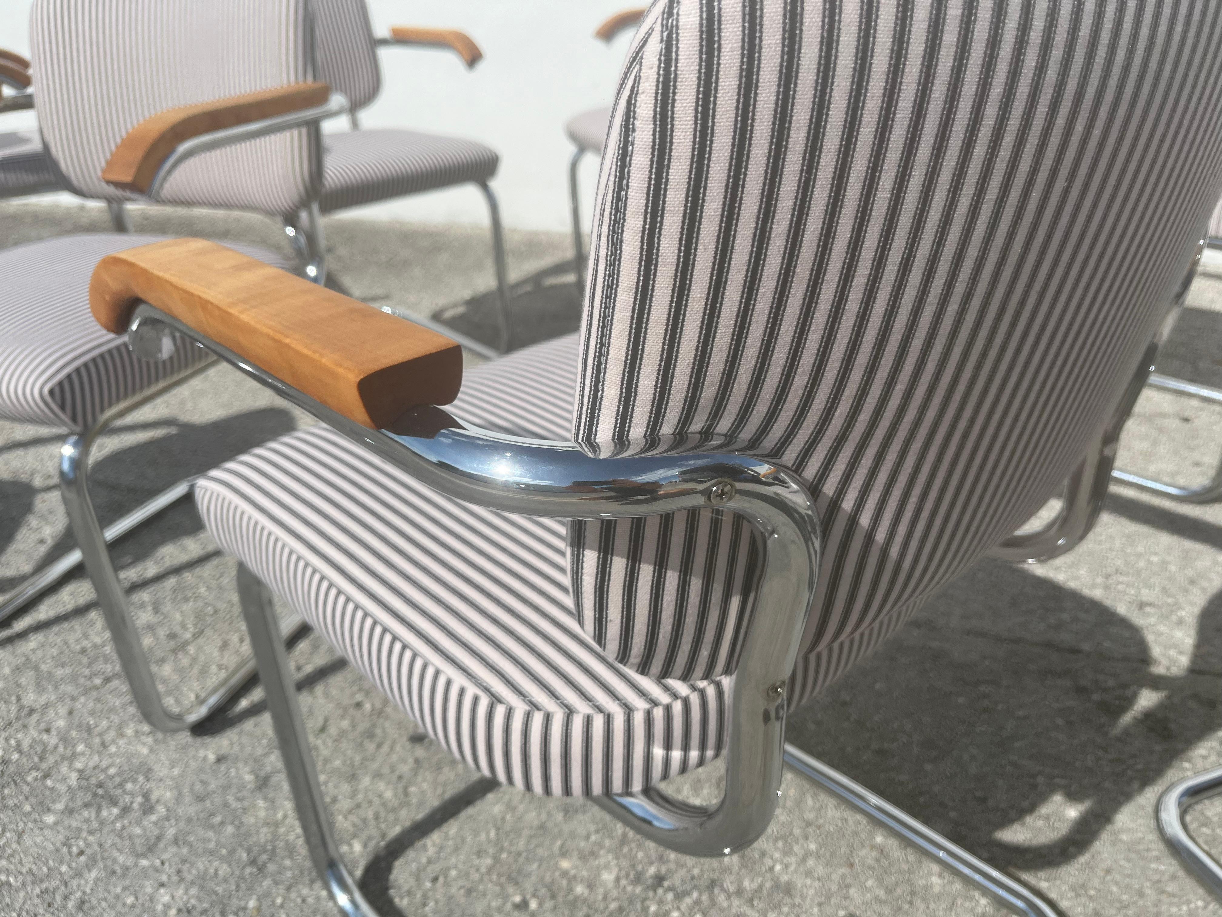 Set of 8 Cesca Upholstered Arm Chairs by Marcel Breuer for Knoll 1960s For Sale 11