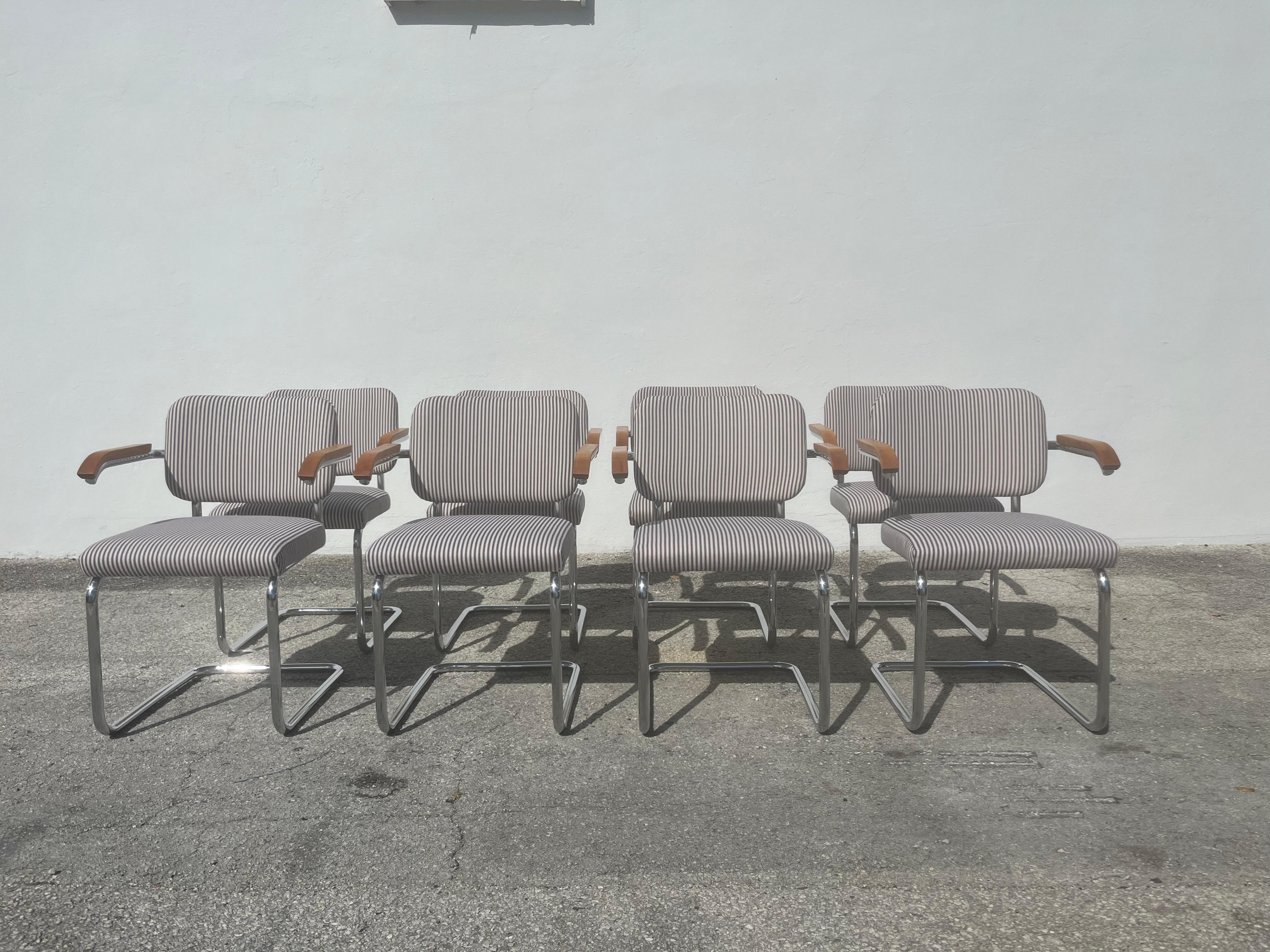 Set of 8 Cesca Upholstered Arm Chairs by Marcel Breuer for Knoll 1960s For Sale 12