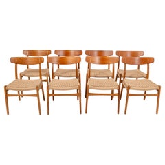 Set of 8 CH23 Chairs by Hans Wegner for Carl Hansen and Son in Oak and Teak