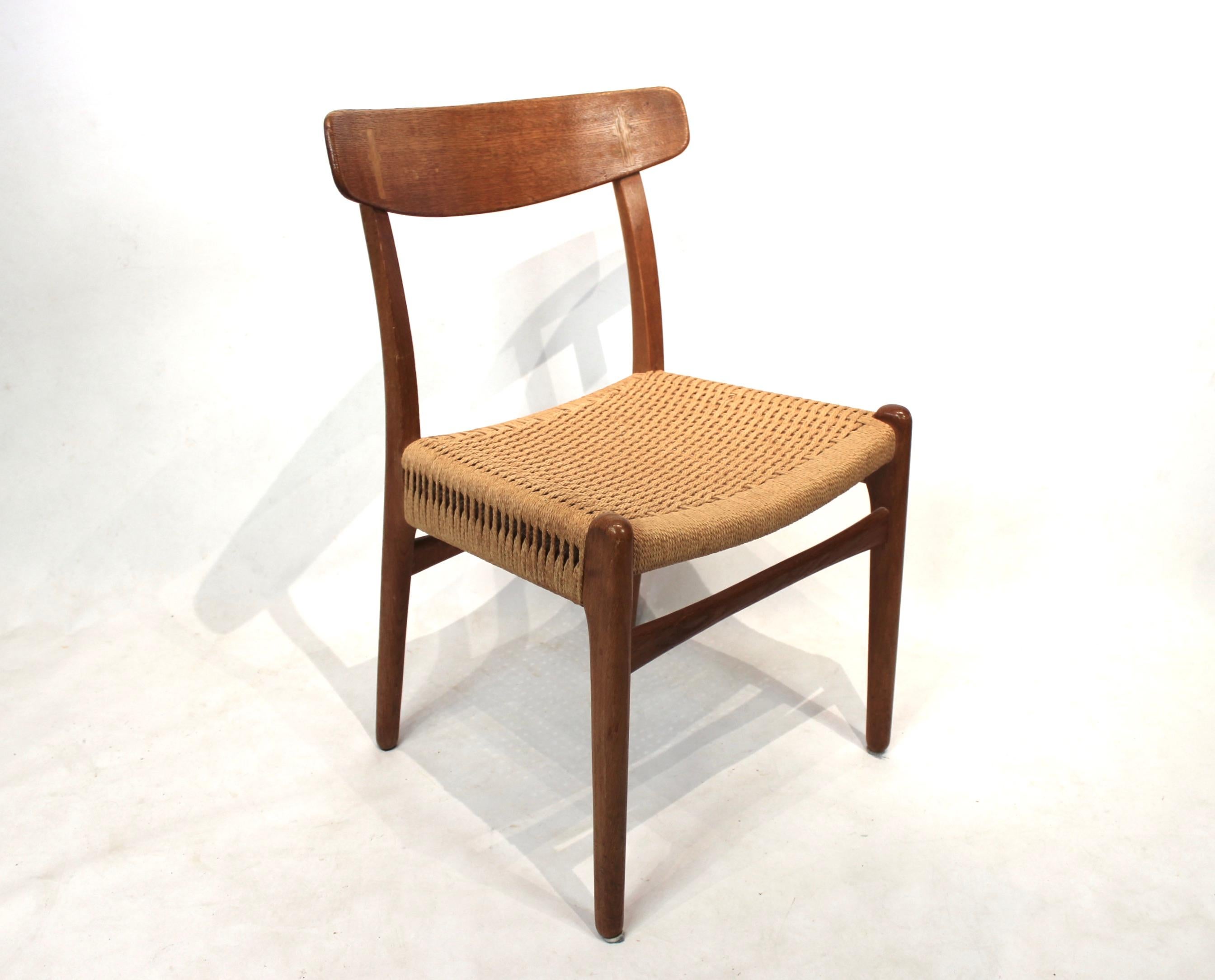 Papercord Set of 8 CH23 dining chairs by Hans Wegner and Carl Hansen & Son, 1950s