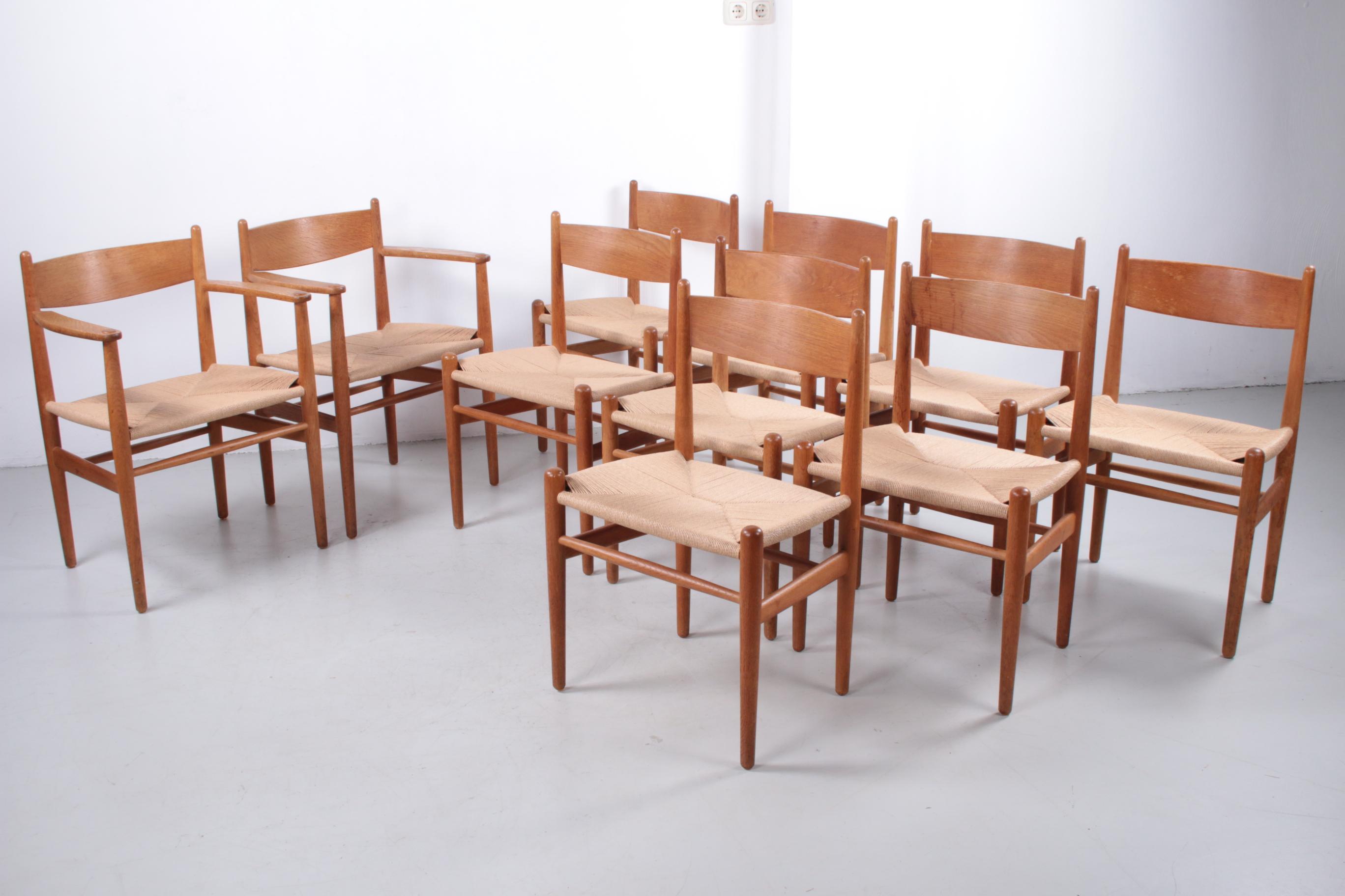 Mid-Century Modern 10 Chaises de salle à manger 'CH36' et CH37 par Hans Wegner pour Carl Hansen & Søn, Denma en vente