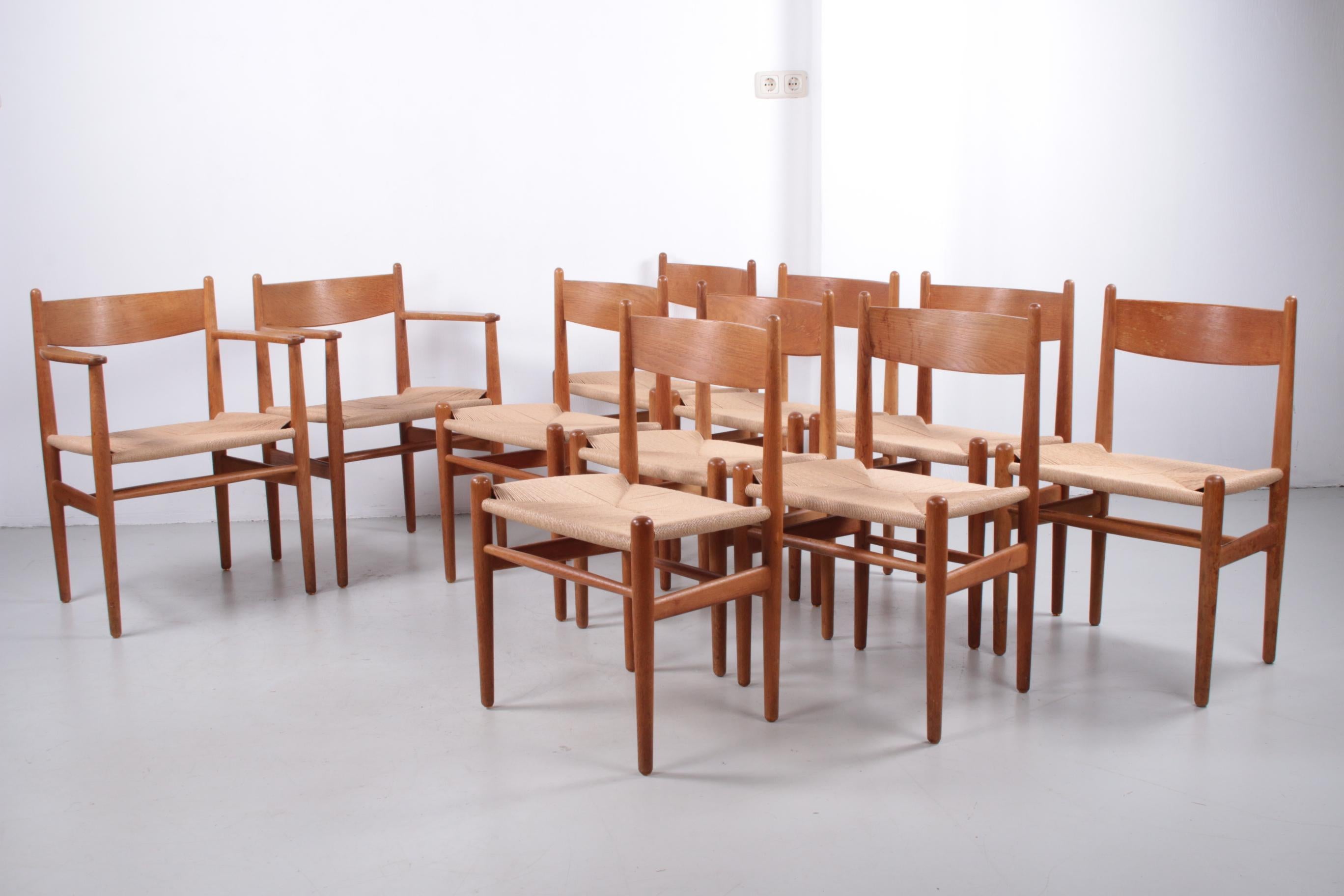 Danois 10 Chaises de salle à manger 'CH36' et CH37 par Hans Wegner pour Carl Hansen & Søn, Denma en vente