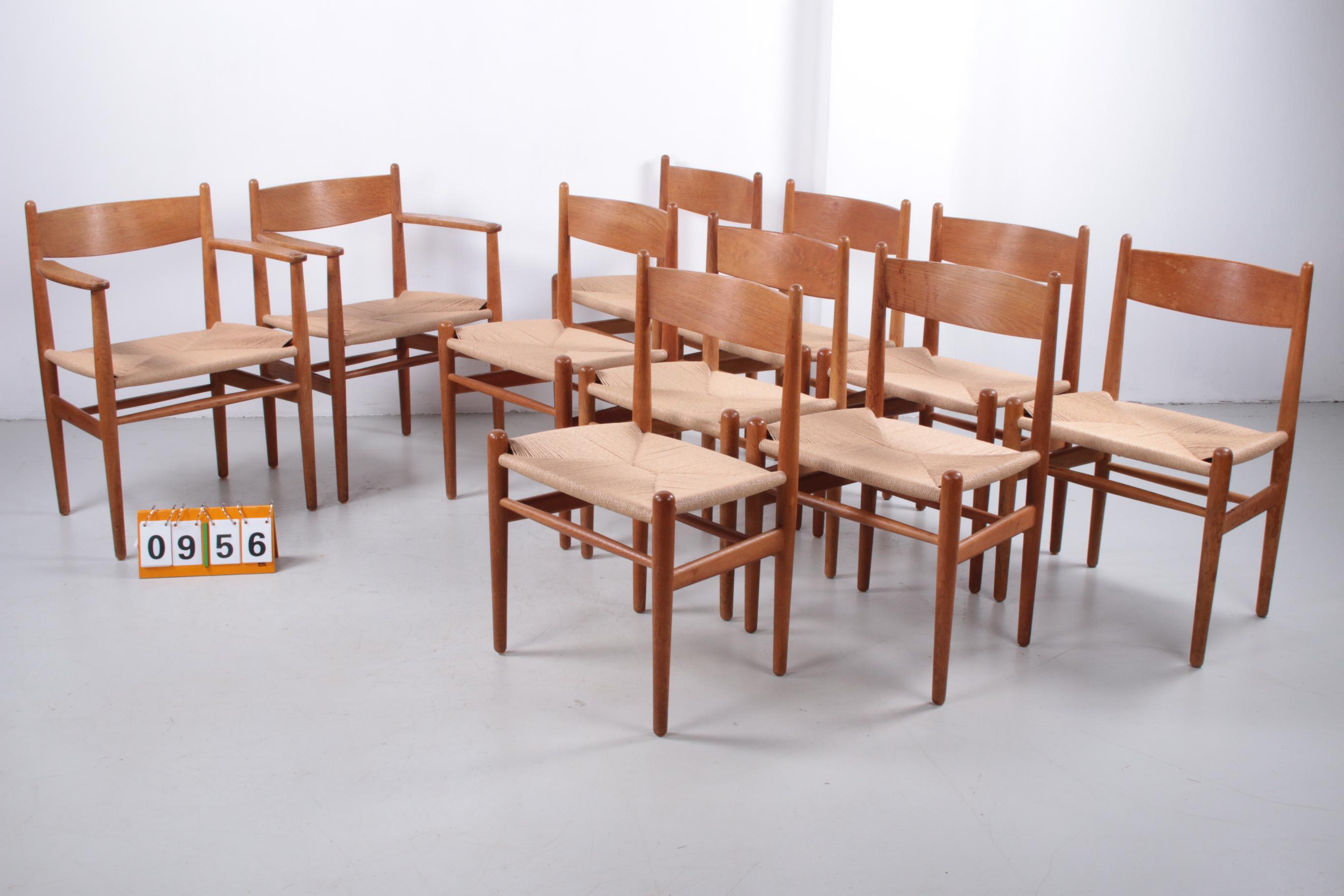 10 Chaises de salle à manger 'CH36' et CH37 par Hans Wegner pour Carl Hansen & Søn, Denma Bon état - En vente à Oostrum-Venray, NL