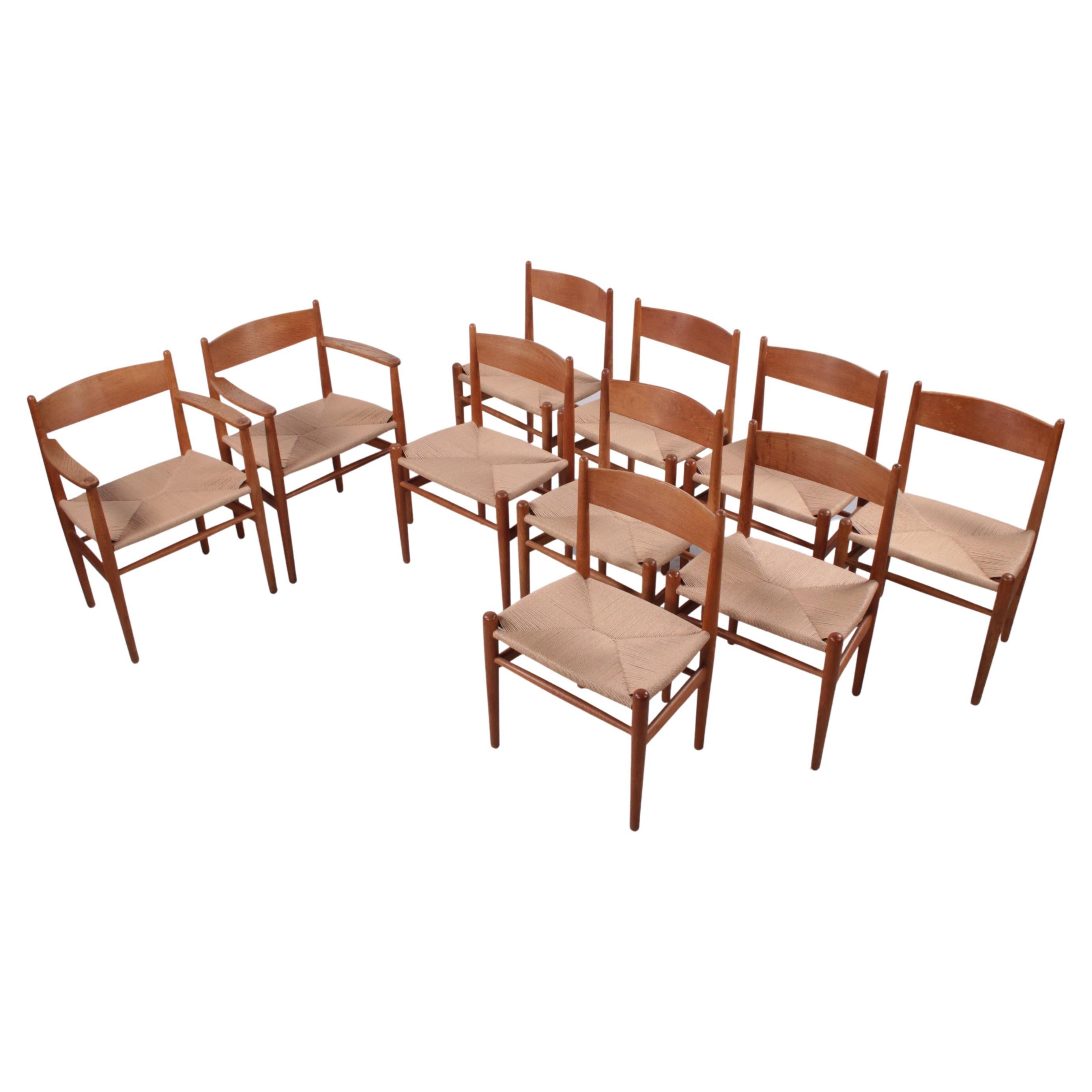 10 Chaises de salle à manger 'CH36' et CH37 par Hans Wegner pour Carl Hansen & Søn, Denma en vente