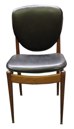 Set of 8 Chairs 50° in Leather and Wood, Danish