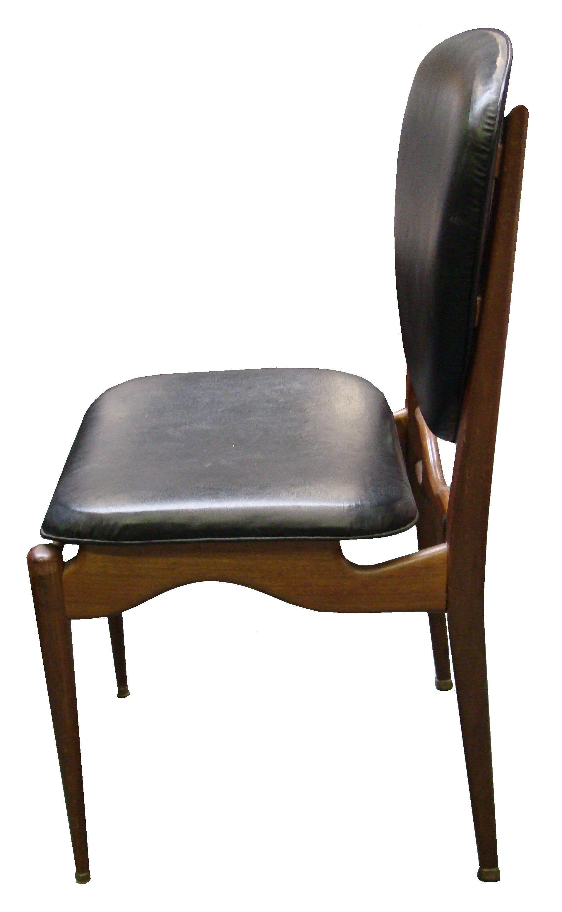 Set of 8 Chairs 50° in Leather and Wood, Danish For Sale 1
