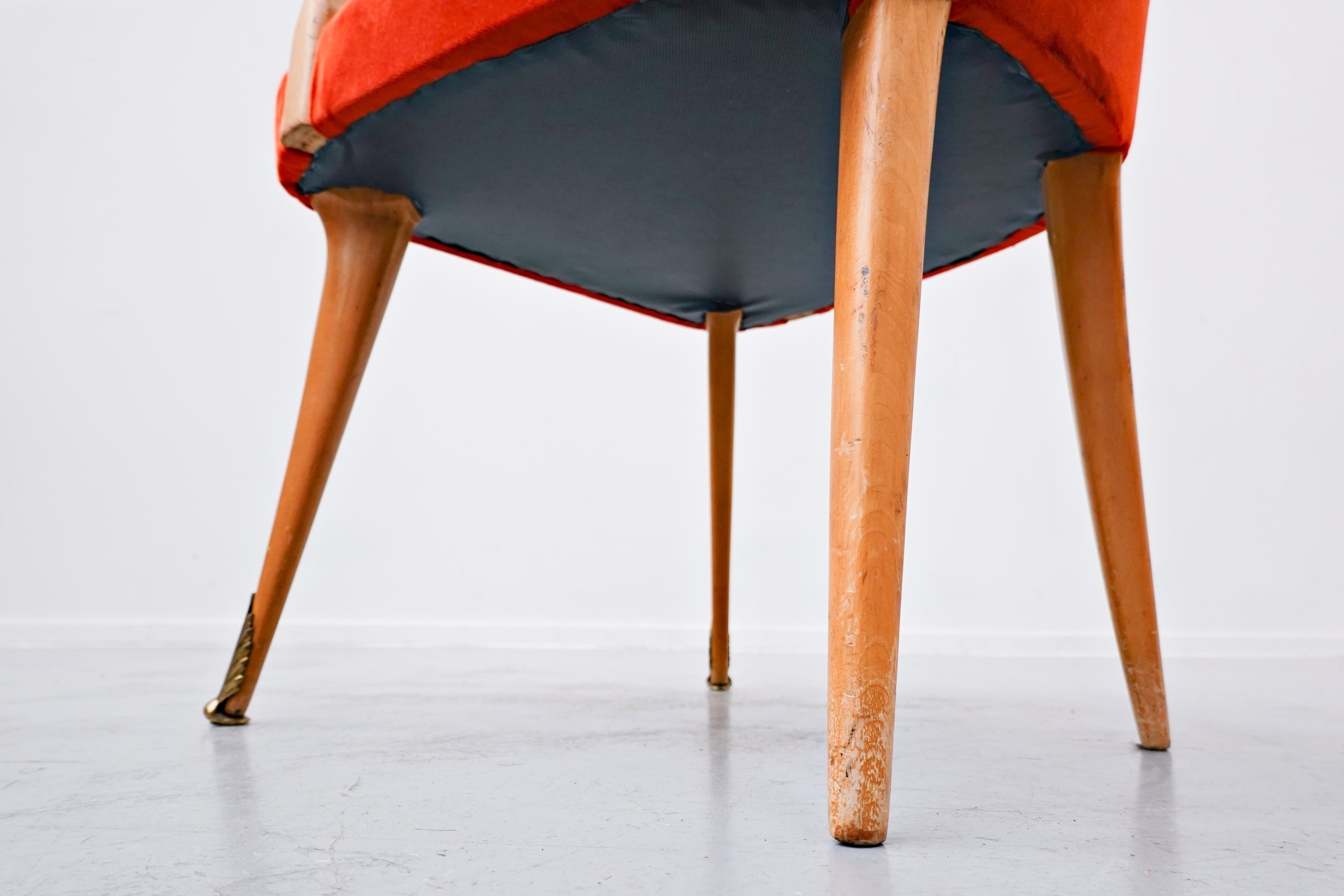 Ensemble de 8 chaises et 2 fauteuils, Italie, années 1950, neuf tissu d'ameublement en vente 10