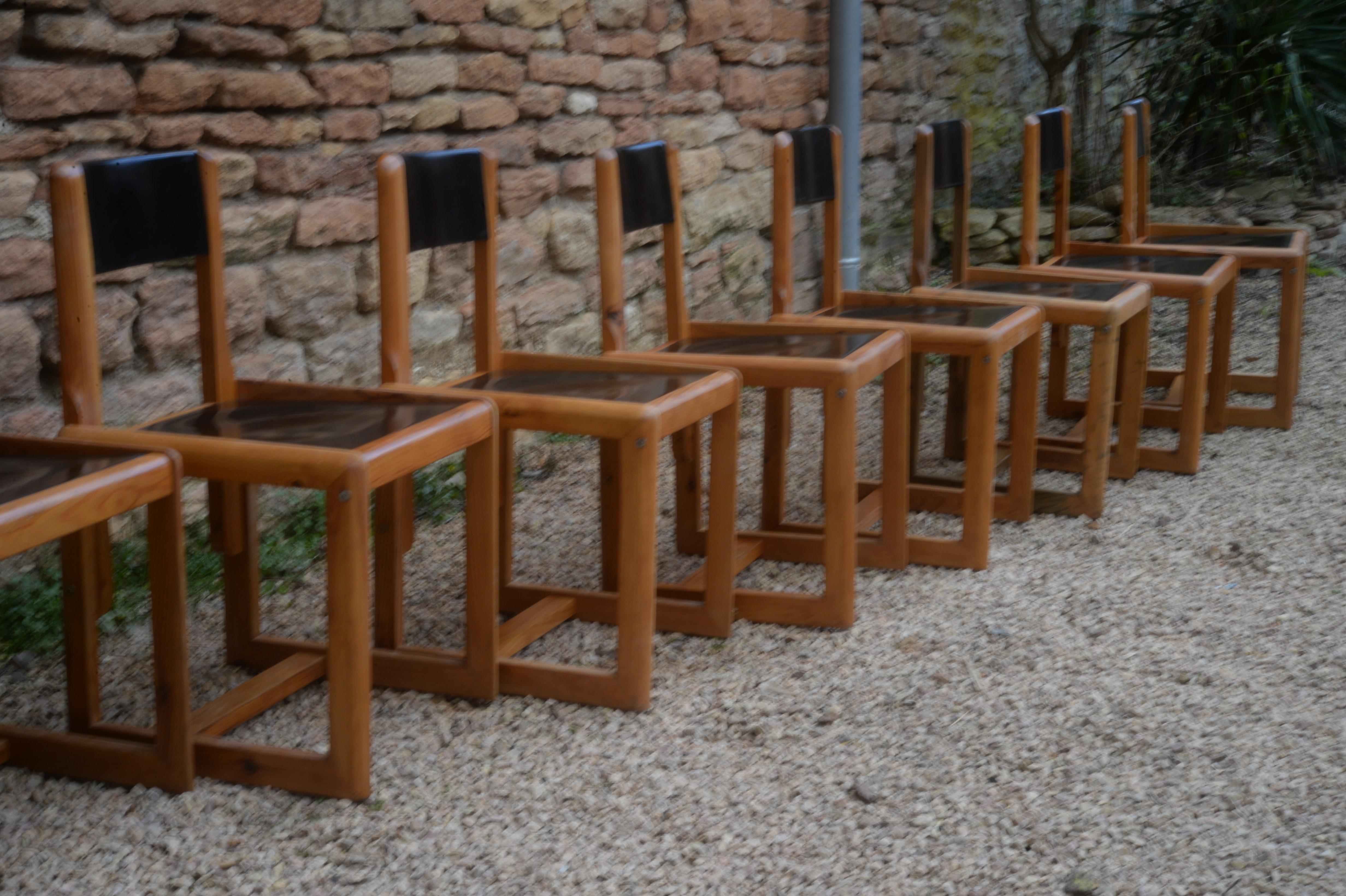 Lacquered Set of 8 Chairs Andre Sornay