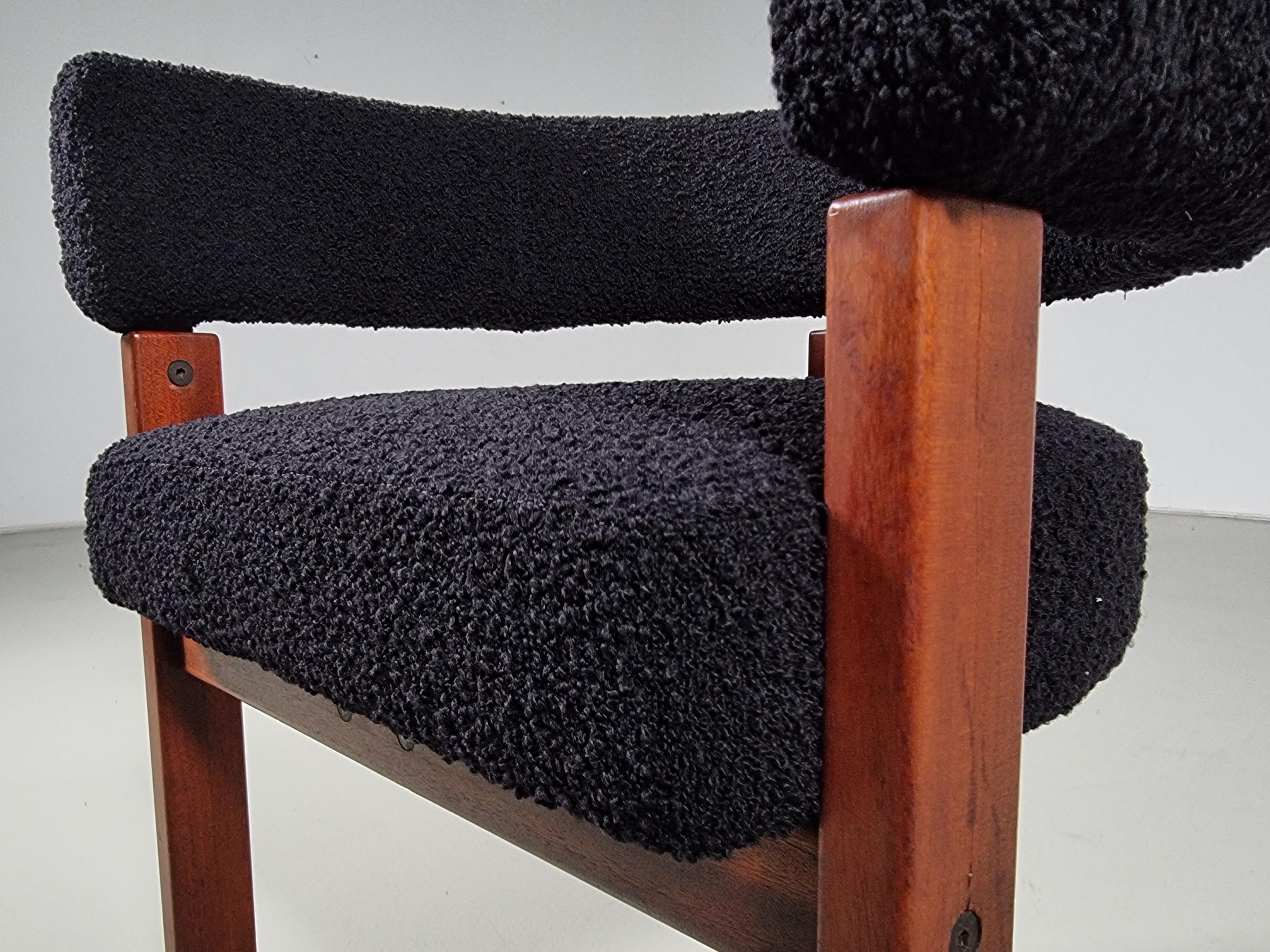 Set of 8 Chairs in teak and black boucle by Ettore Sottsass for Poltronova, 1960 2