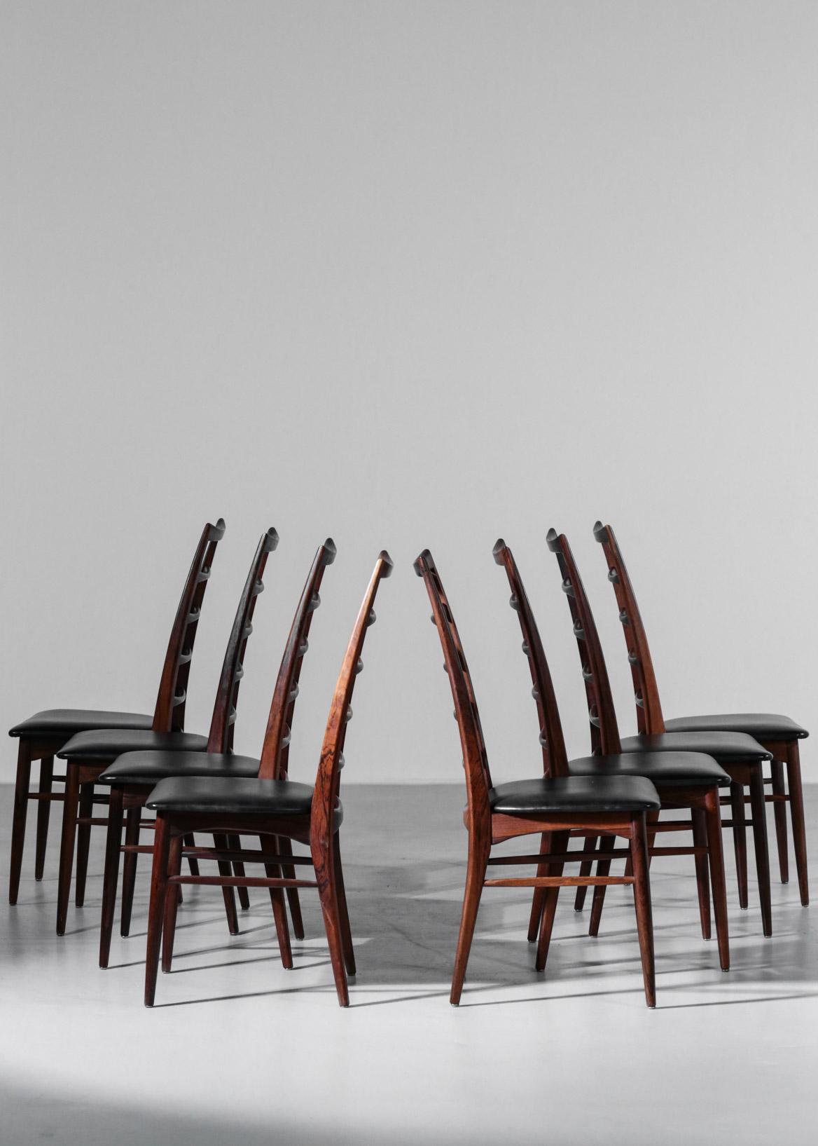 Set of 8 Chairs by Niels Koefoed in Rosewood Danish 4