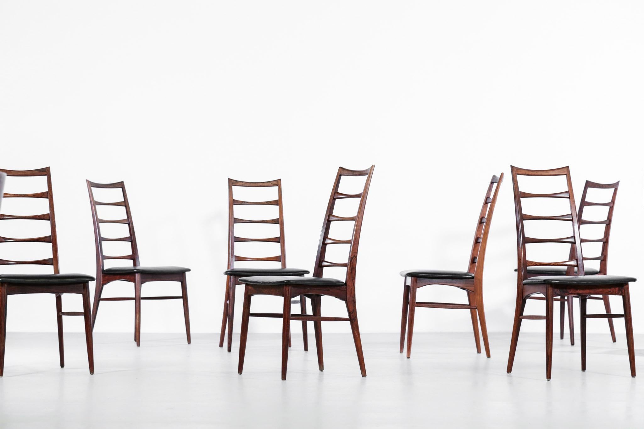 Scandinavian Modern Set of 8 Chairs by Niels Koefoed in Rosewood Danish