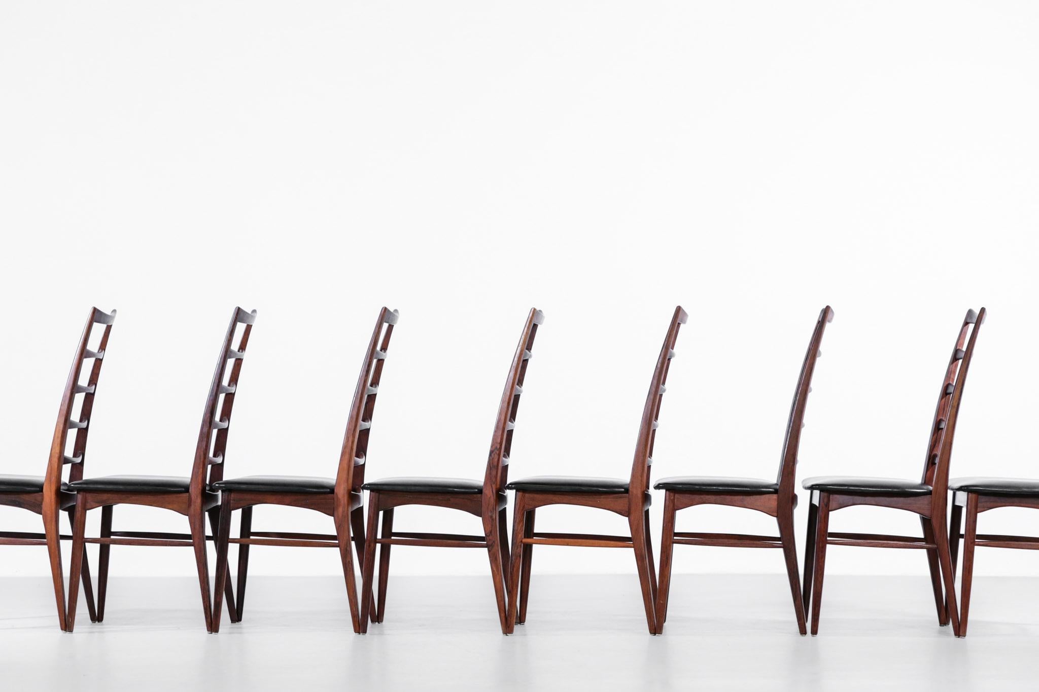 Faux Leather Set of 8 Chairs by Niels Koefoed in Rosewood Danish