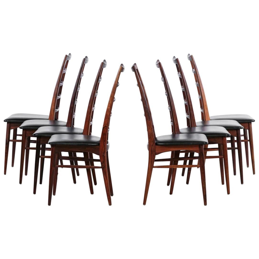 Set of 8 Chairs by Niels Koefoed in Rosewood Danish