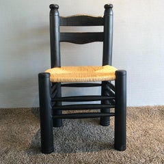 Set of 8 Chairs Charles Dudouyt in Black Stained Oak, 1940