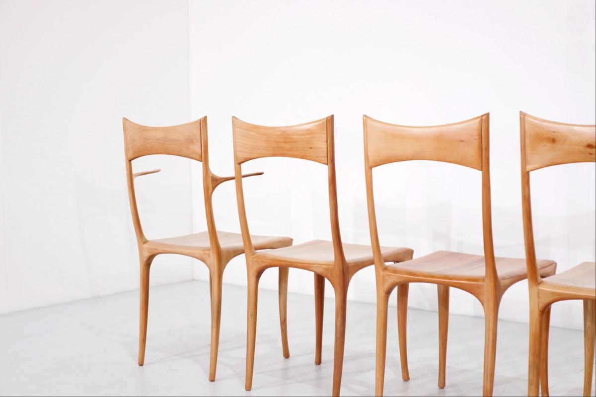 italien Ensemble de 8 chaises « Chrobera Segunda » de Roberto Lazzeroni pour Ceccotti, années 1980 en vente