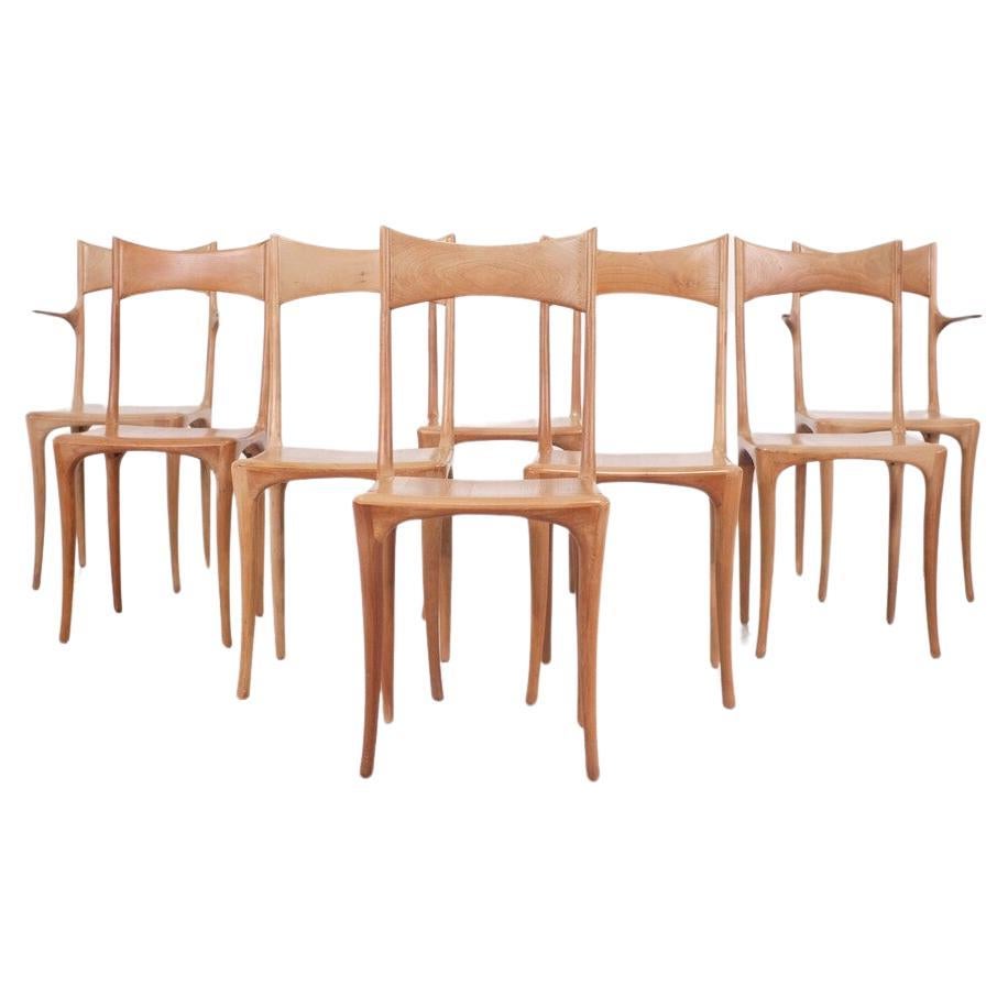 Set of 8 chairs "Chumbera Segunda" by Roberto Lazzeroni for Ceccotti, 1980's For Sale