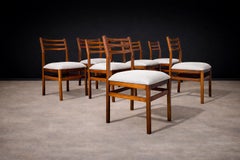 Set of 8 Chairs in Caviuna wood & Linen, Alexandre Rapoport, 1960s - Lot 661