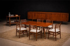 Set of 8 Chairs in Caviuna wood & Linen, Alexandre Rapoport, 1960s - Lot 661