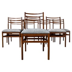 Set of 8 Chairs in Caviuna wood & Linen, Alexandre Rapoport, 1960s - Lot 661