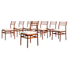 Set of 8 Chairs in Caviuna wood & Linen, Alexandre Rapoport, 1960s - Lot 661