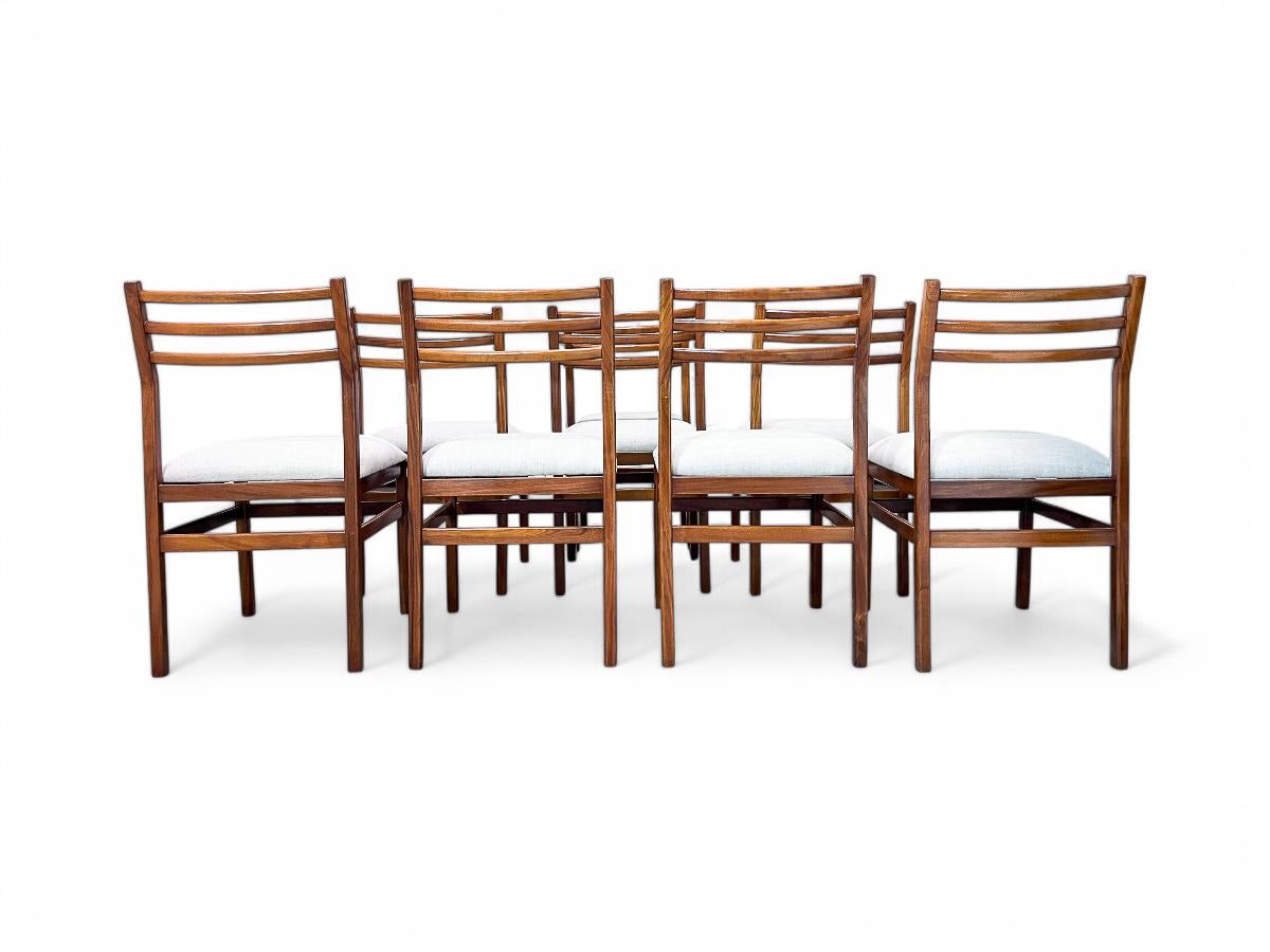 Ensemble de 8 chaises en bois et lin de Caviuna, Alexandre Rapoport, Brésil, années 1960 en vente 2