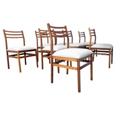 Conjunto de 8 Sillas de Madera de Caviuna y Lino, Alexandre Rapoport, Brasil, Años 60