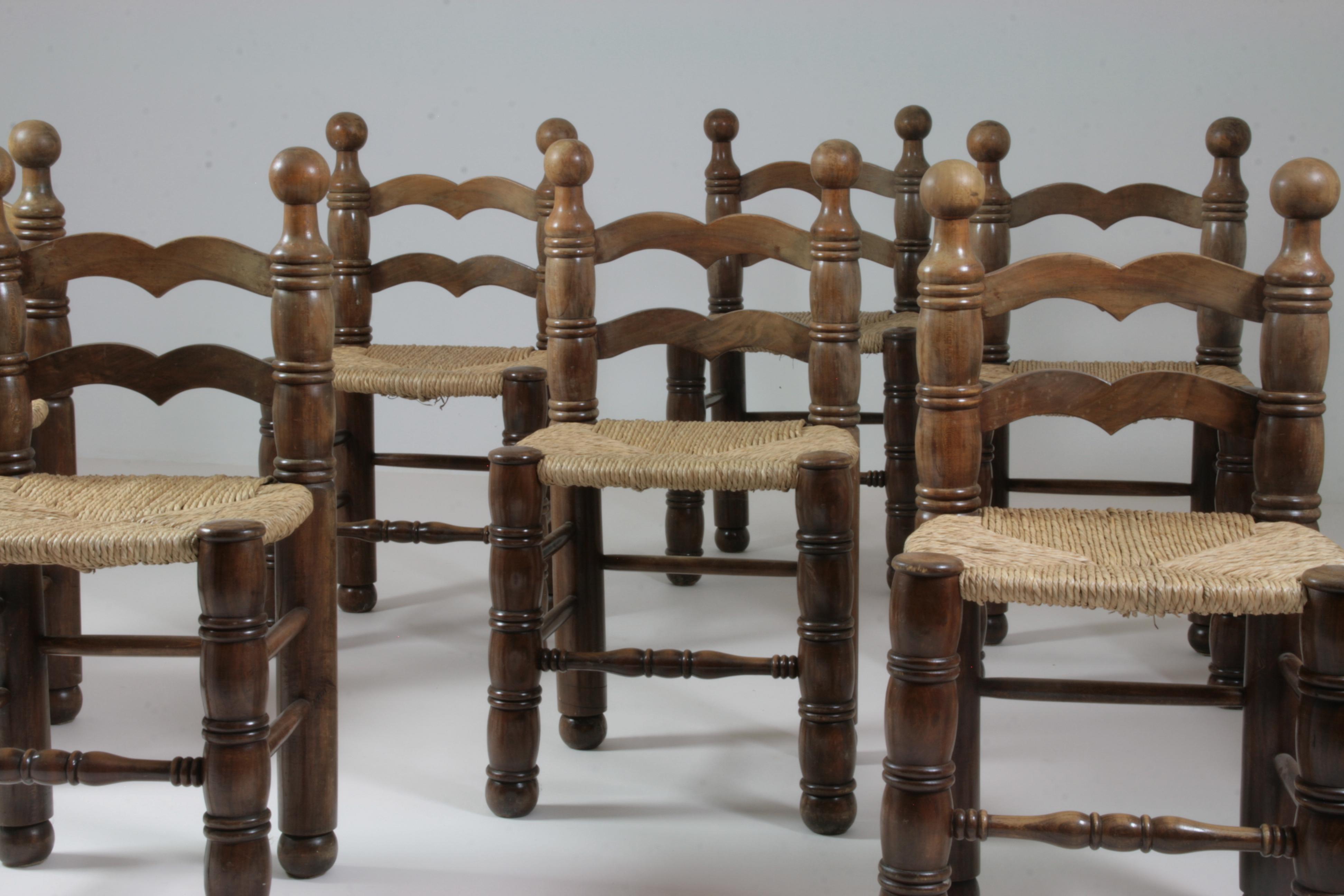 Set of 8 Chairs in the Manner of Charles Dudouyt, France, 1950s 3
