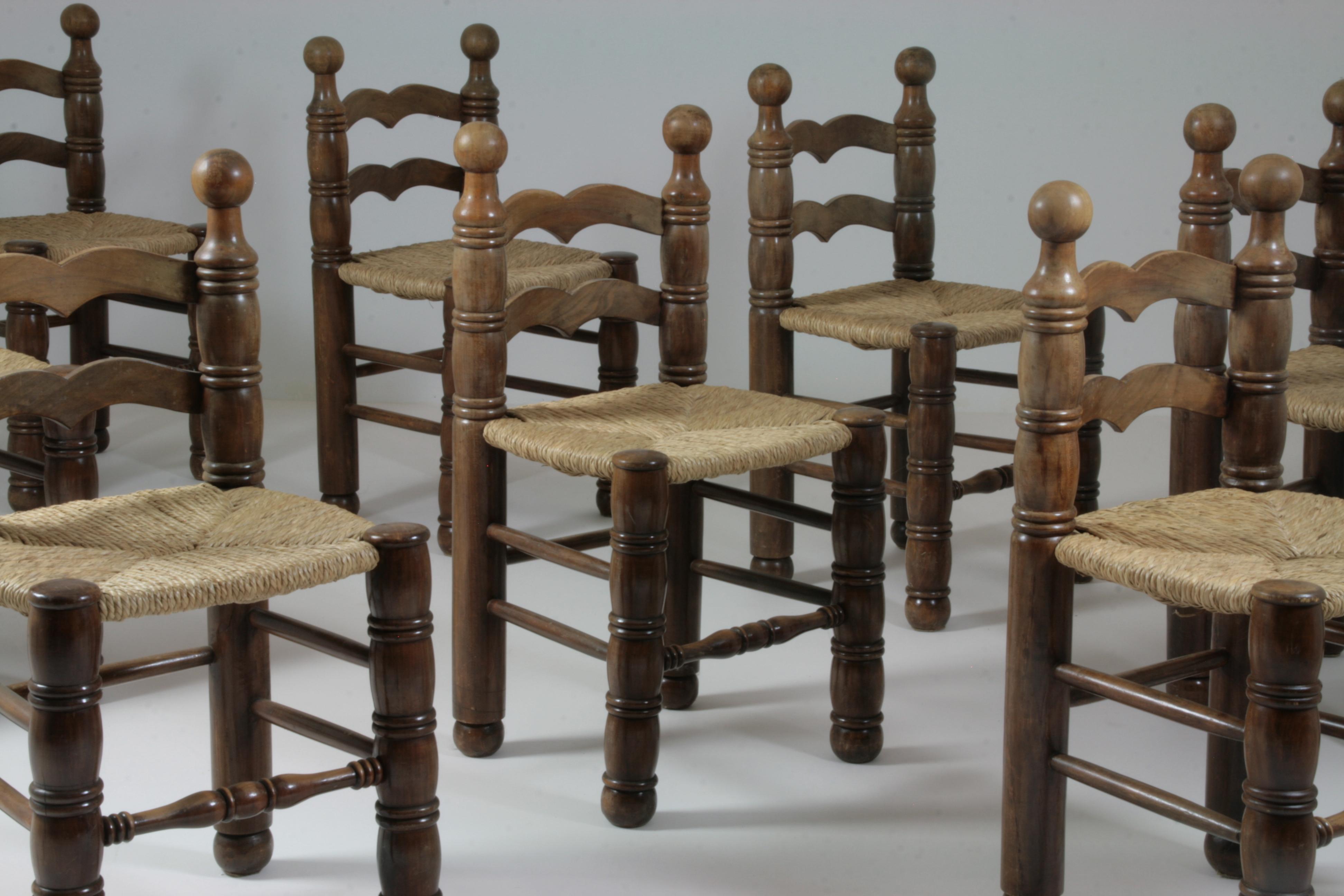 Set of 8 Chairs in the Manner of Charles Dudouyt, France, 1950s 5