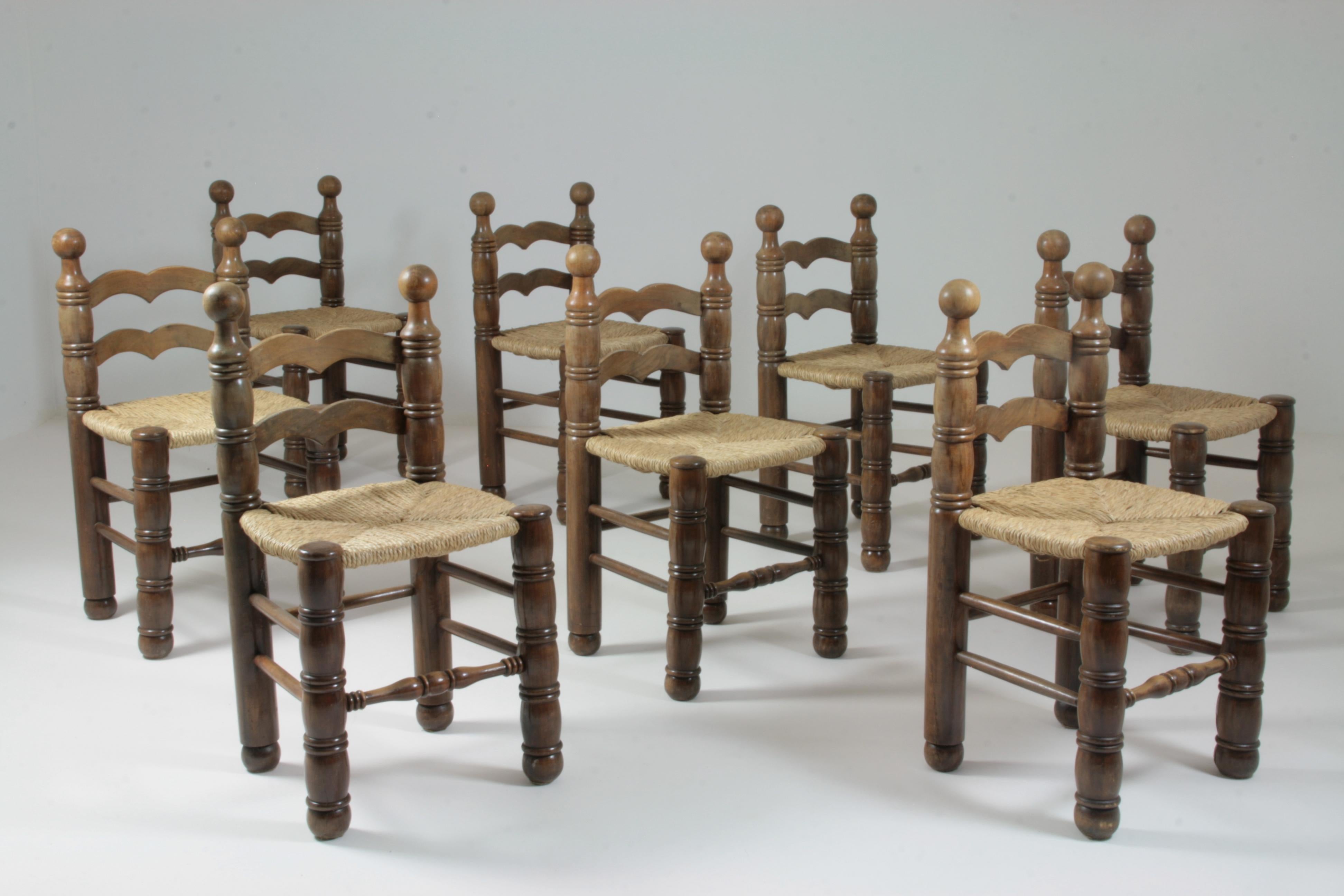 Set of 8 Chairs in the Manner of Charles Dudouyt, France, 1950s 6