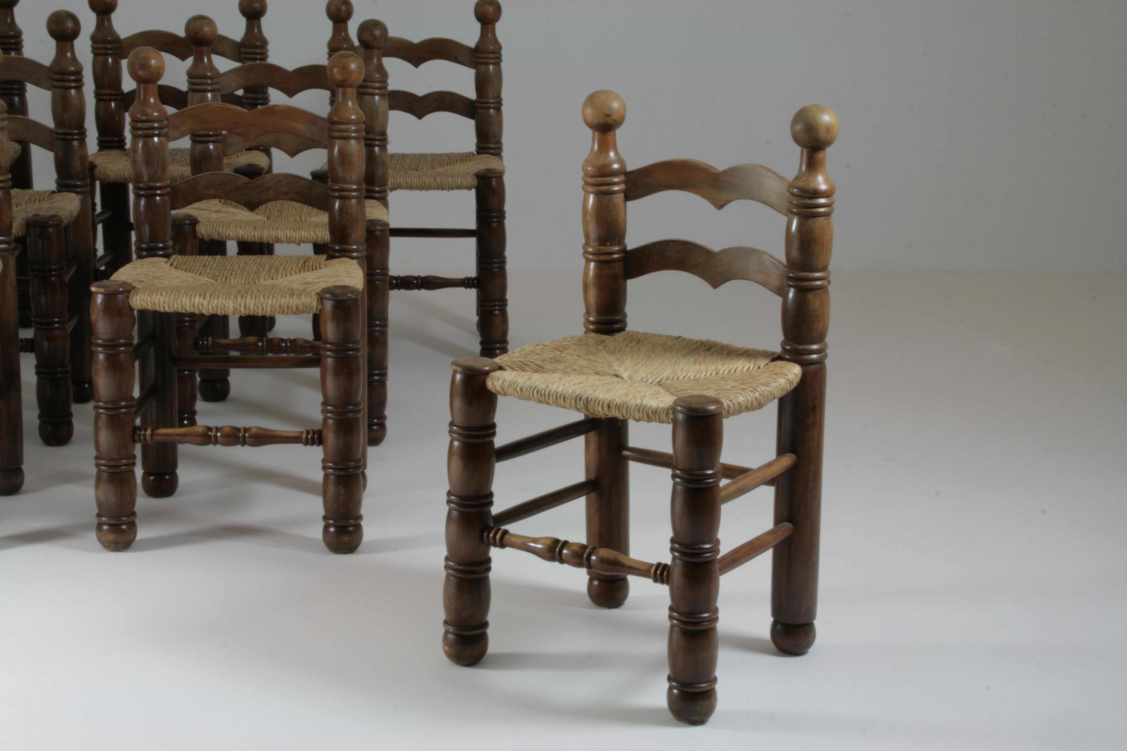 Mid-20th Century Set of 8 Chairs in the Manner of Charles Dudouyt, France, 1950s